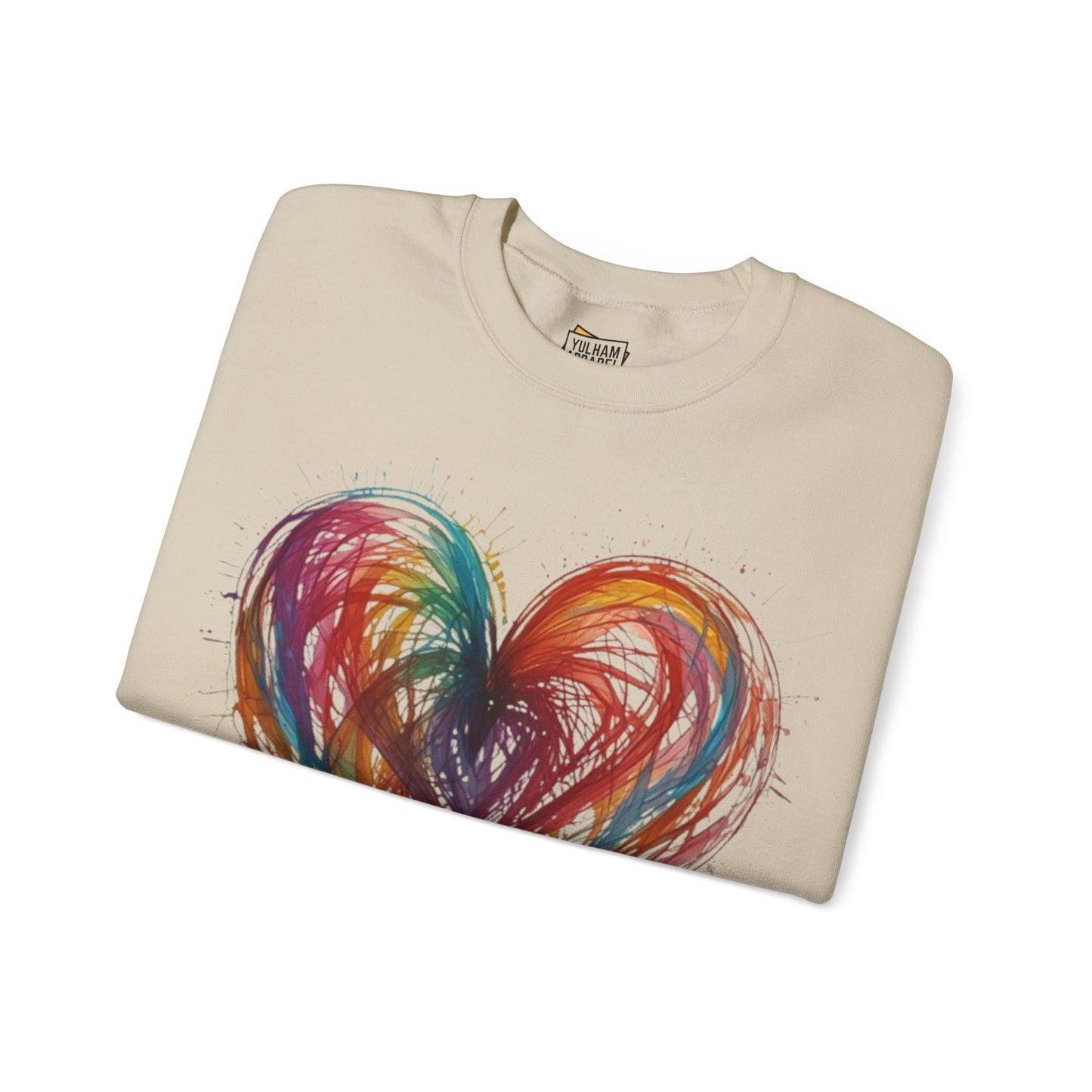 Colourful Messy Lines Transparent Love Heart - Unisex Crewneck Sweatshirt