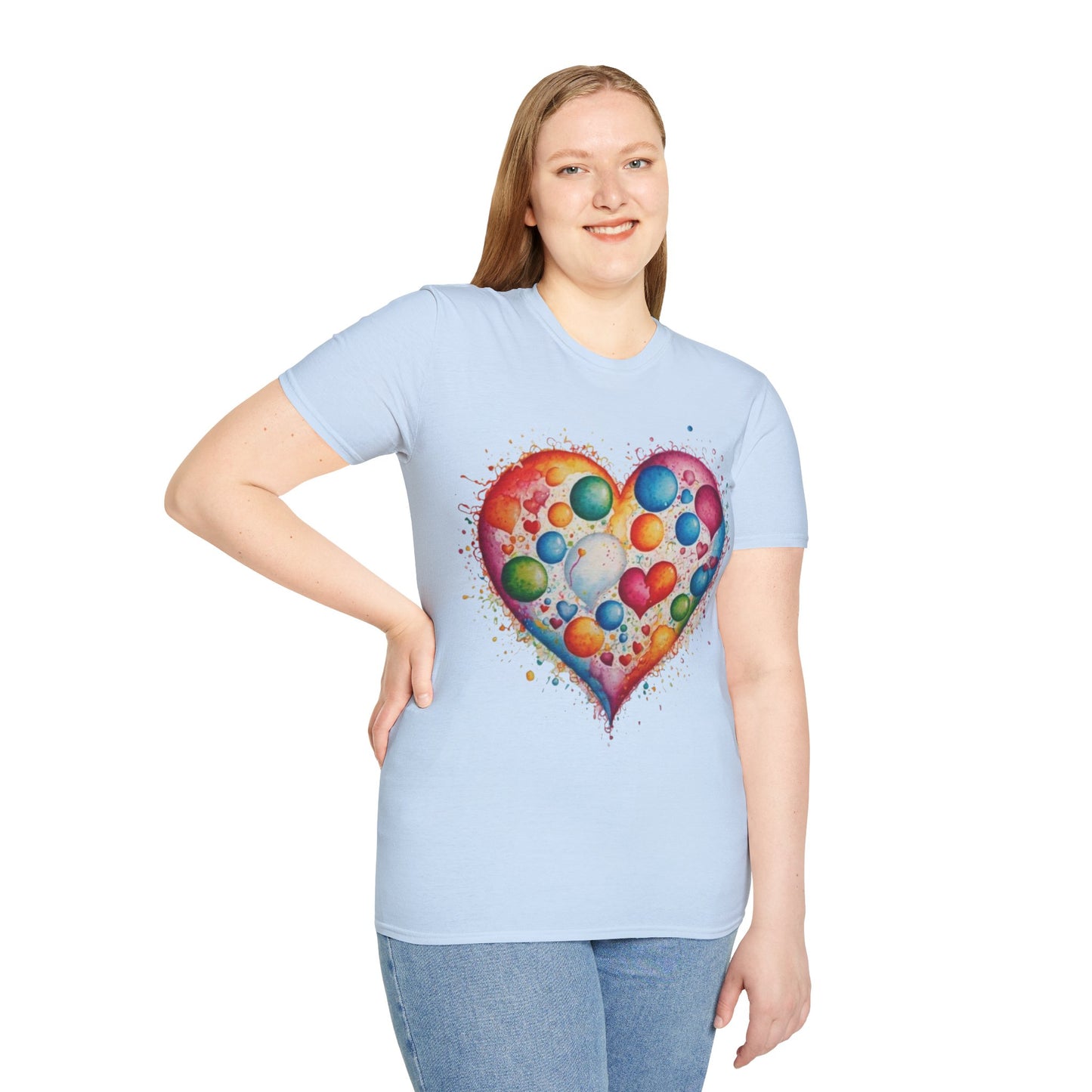 Colourful Messy Bubbles Love Heart - Unisex T-Shirt