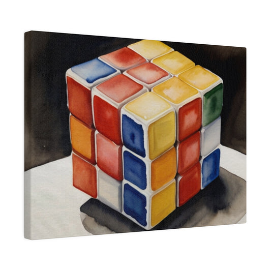 Rubik's Cube Watercolour - Matte Canvas, Stretched, 0.75"