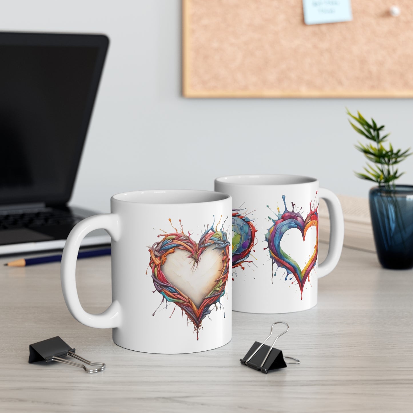 Colourful Love Hearts Mug - Ceramic Coffee Mug 11oz