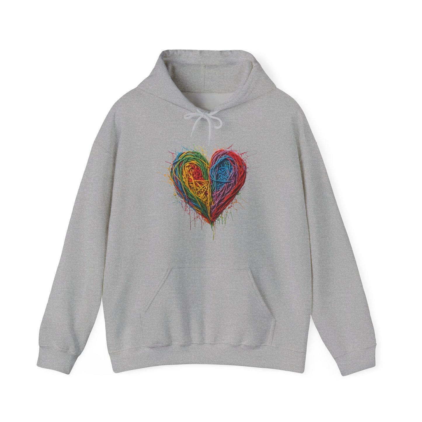 Multicoloured Scoubidou Love Heart - Unisex Hooded Sweatshirt