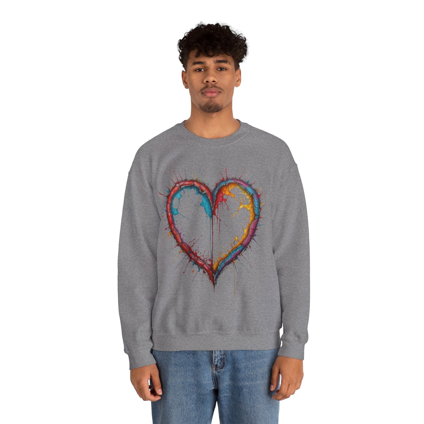 Hollow Colourful Messy Love Heart - Unisex Heavy Sweatshirt