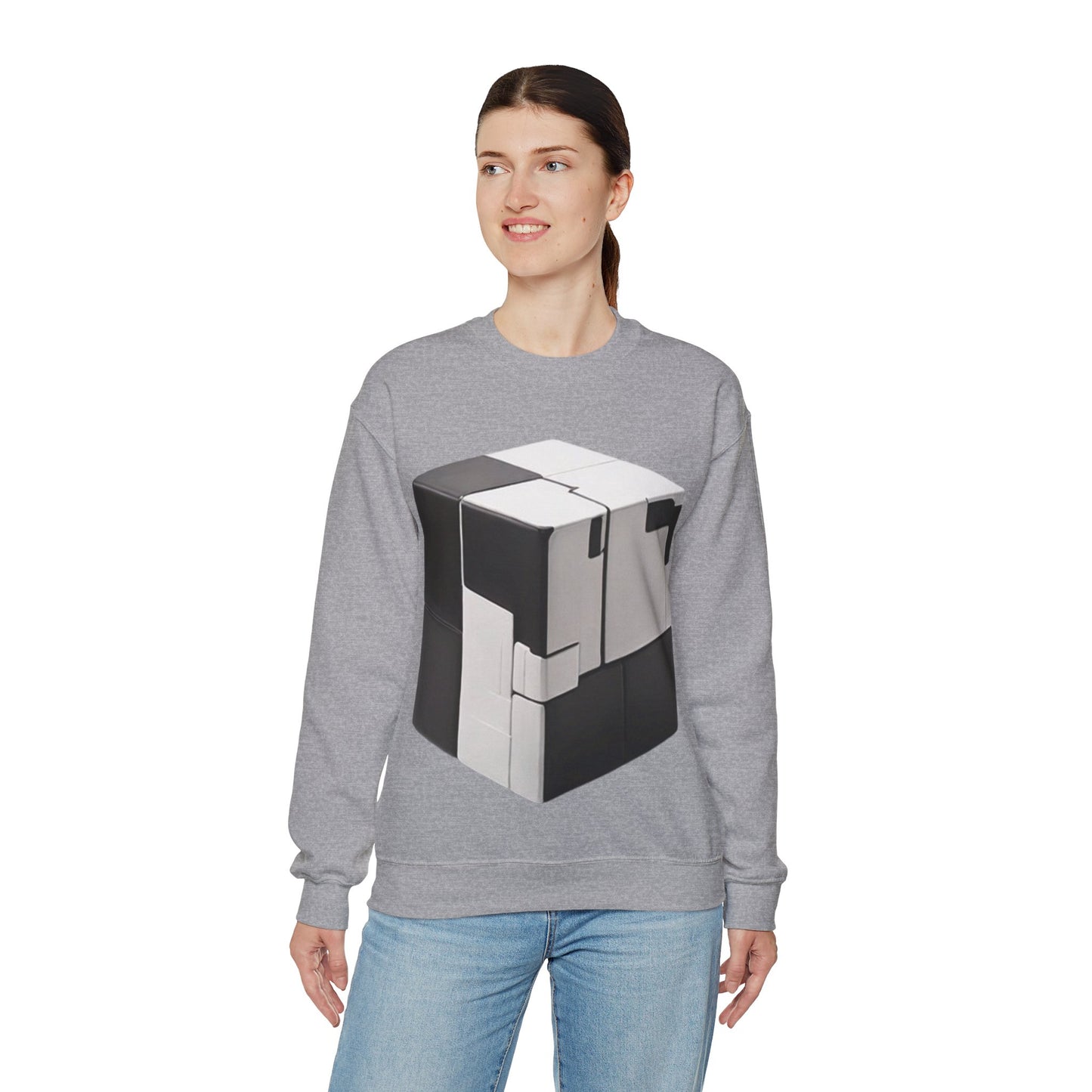Black and White Cube - Unisex Crewneck Sweatshirt