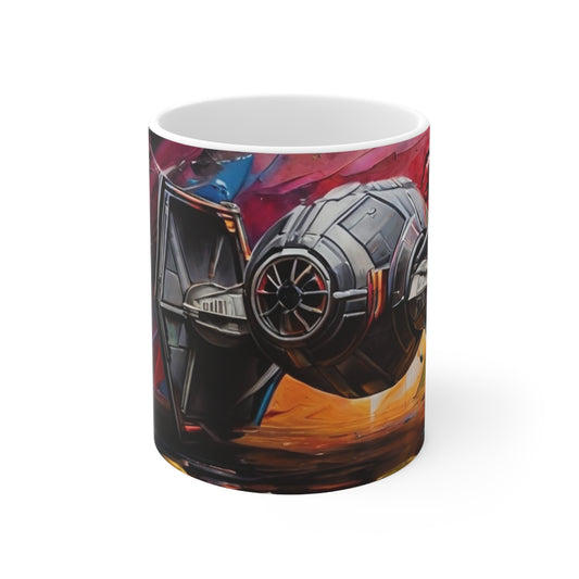 Colourful Tie Fighter Star Wars Artwork Mug - Ceramic Coffee Mug 11oz