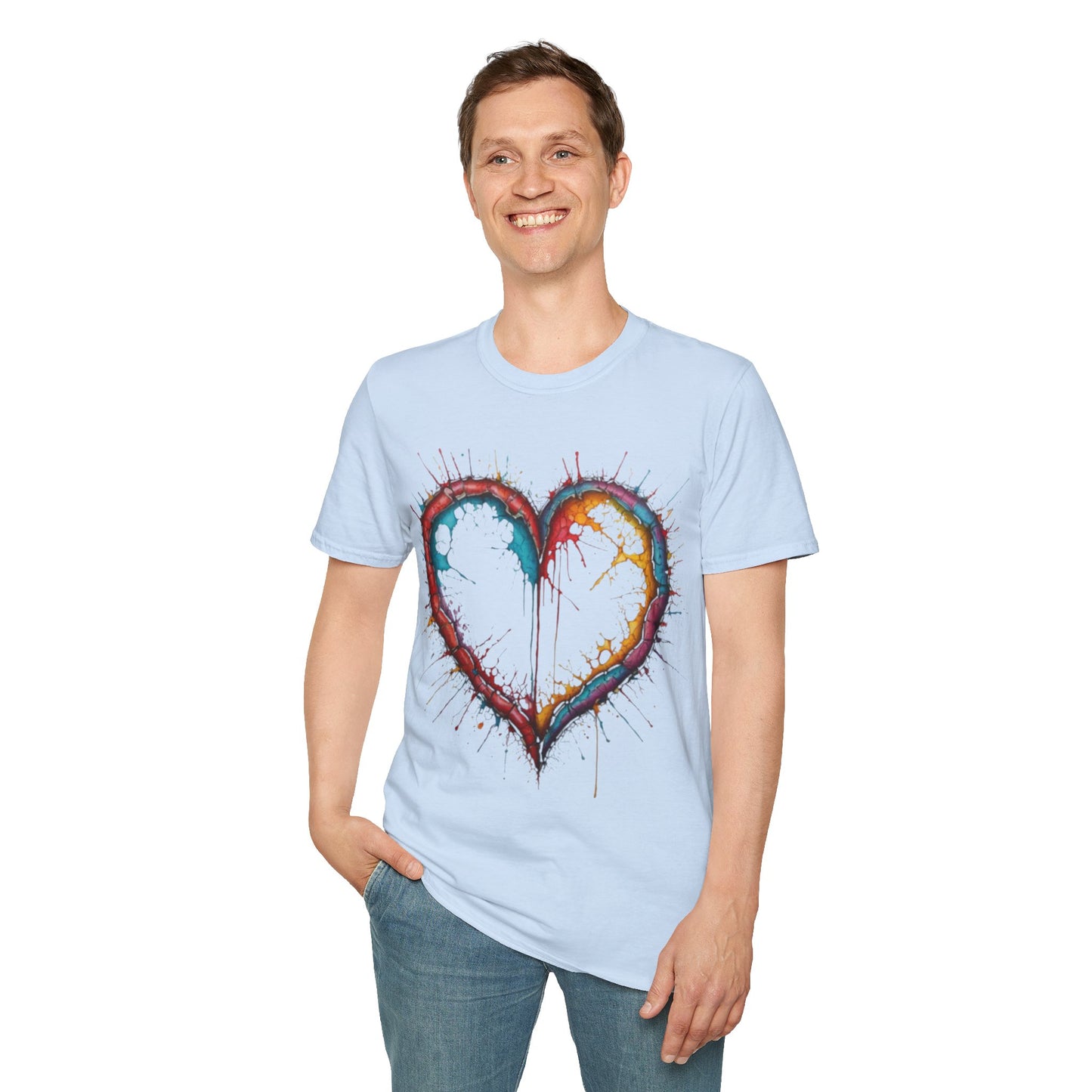 Hollow Colourful Messy Love Heart - Unisex T-Shirt