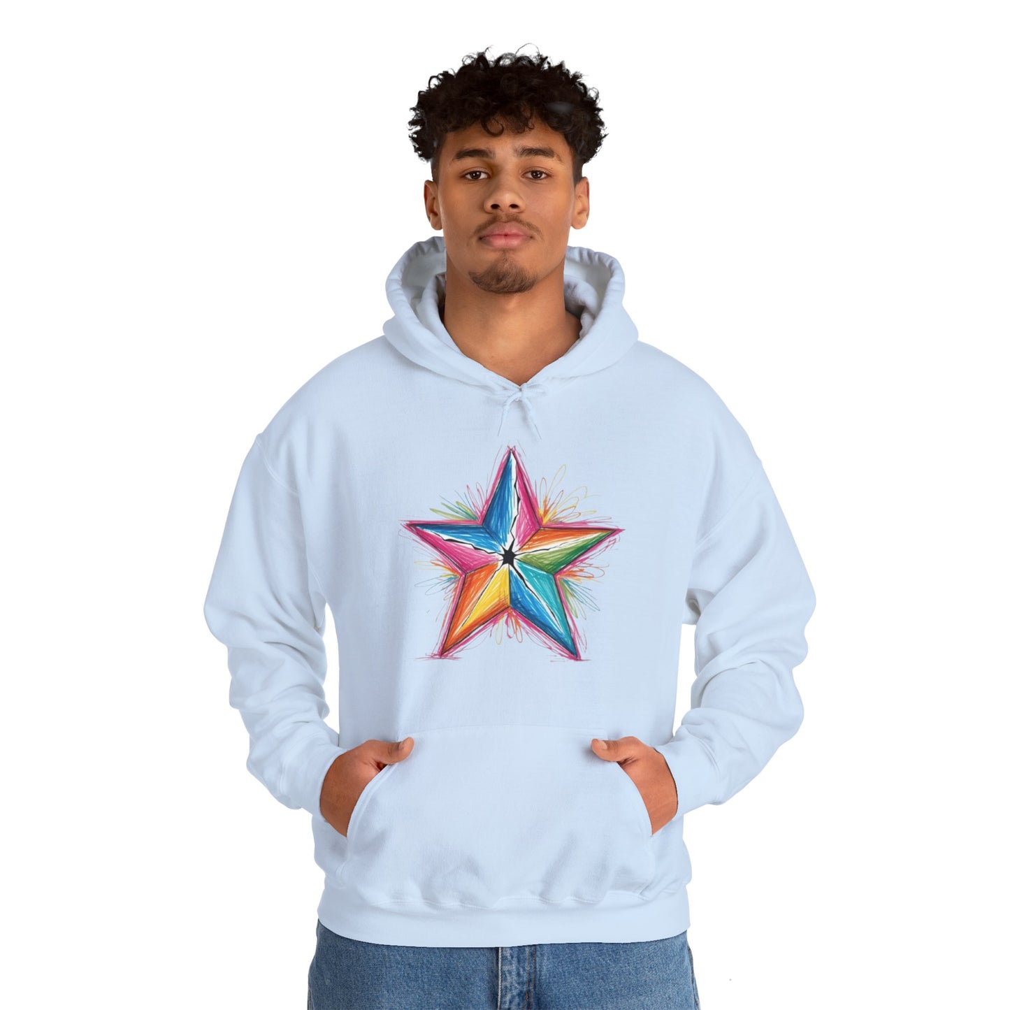 Vibrant Coloured Messy Star - Unisex Hooded Sweatshirt