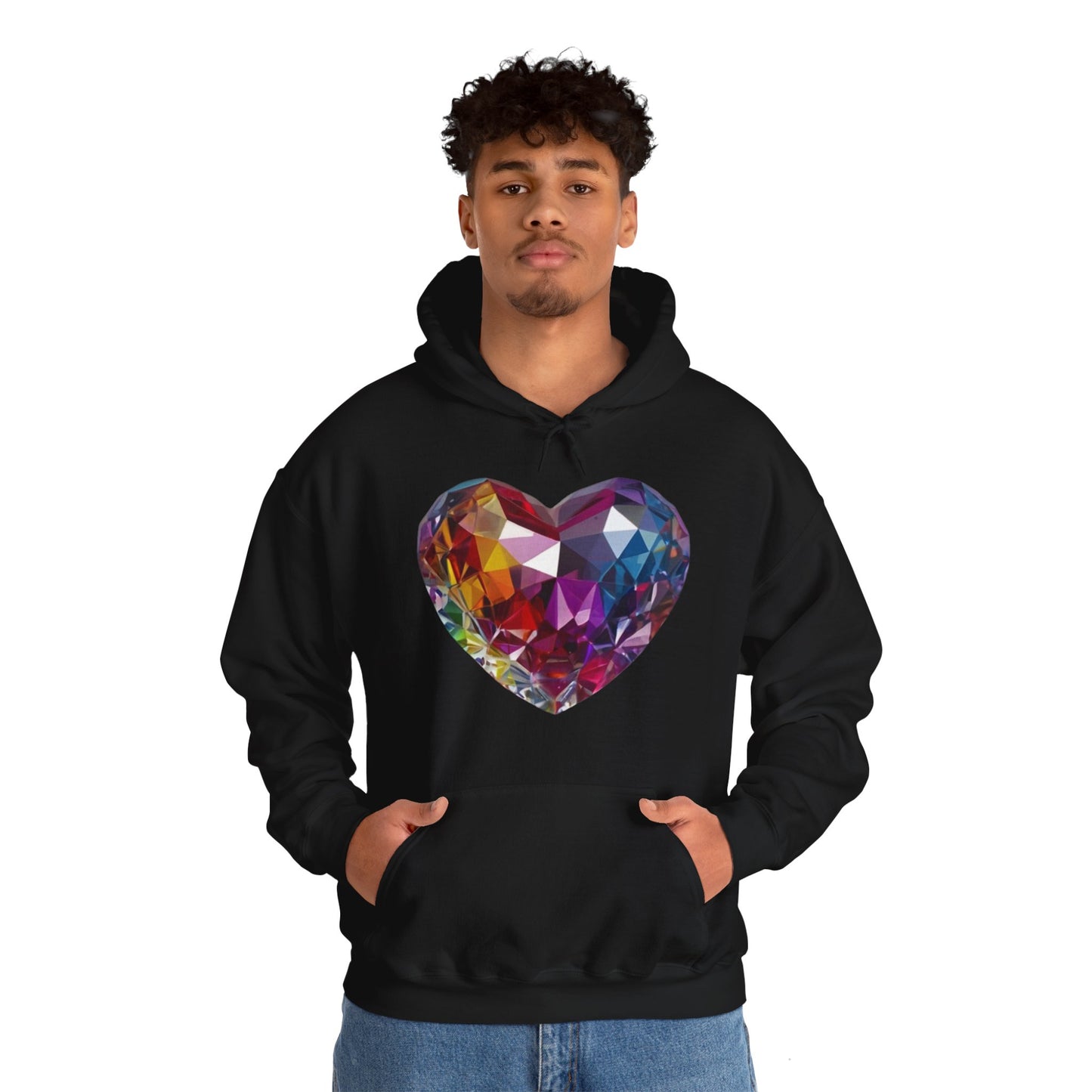 Multicoloured Crystal Love Heart - Unisex Hooded Sweatshirt