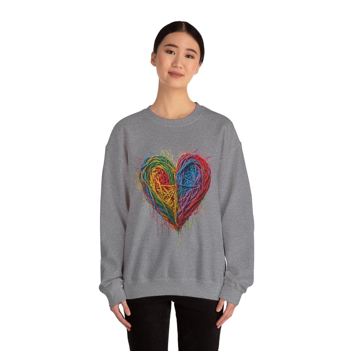 Multicoloured Scoubidou Love Heart - Unisex Crewneck Sweatshirt