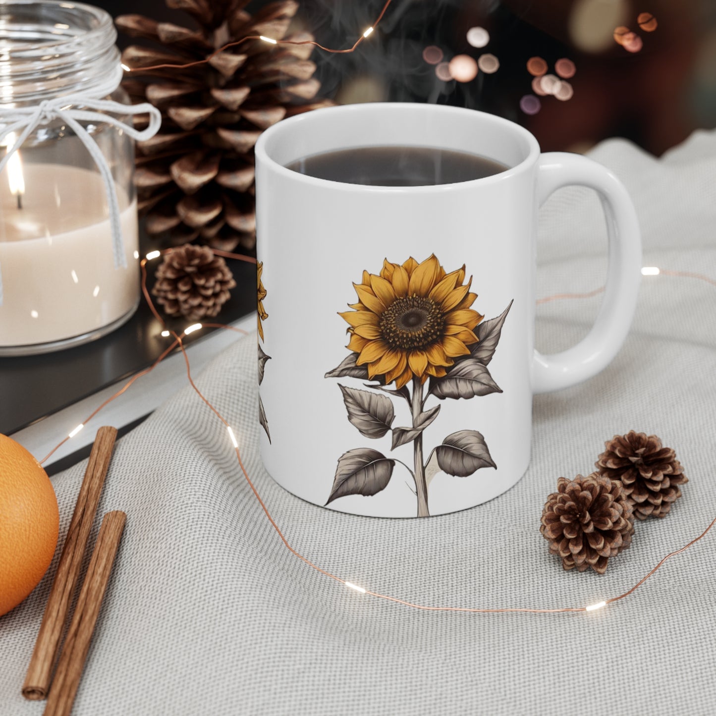 Sunflower Art Mug - Ceramic Coffee Mug 11oz