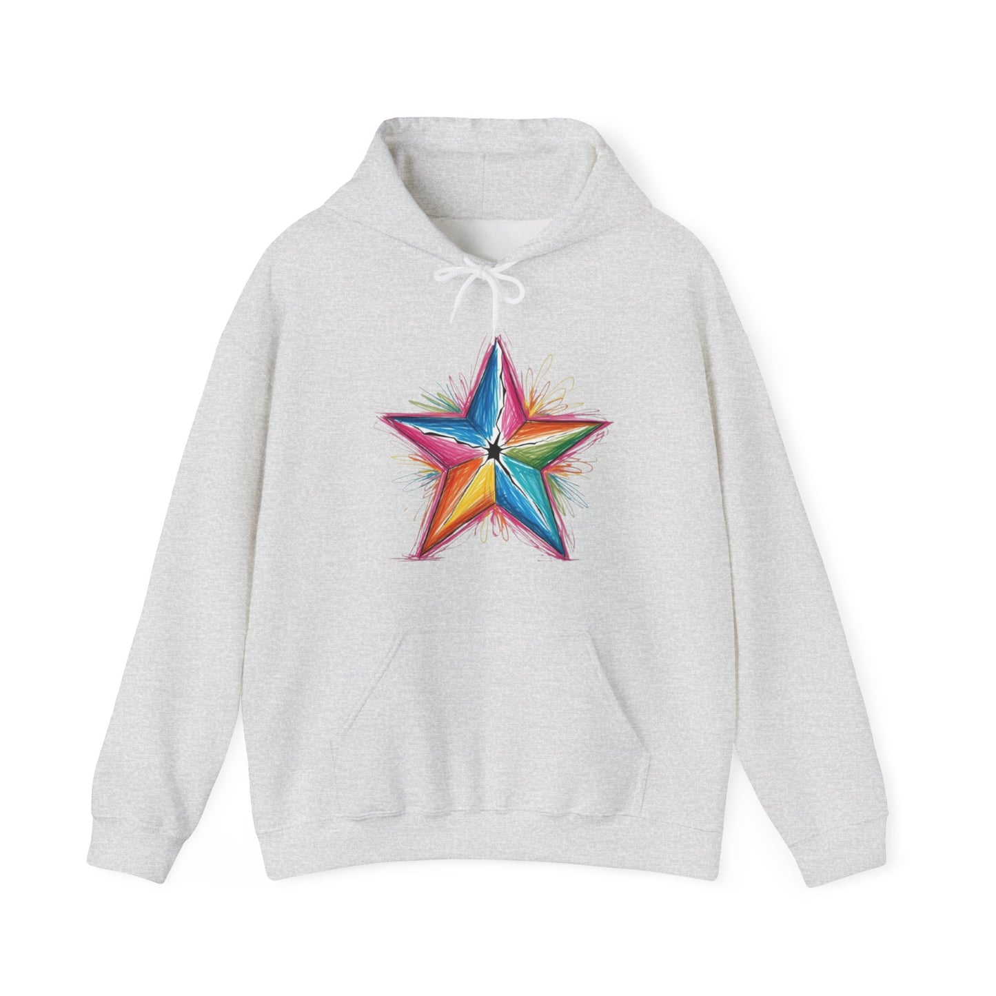 Vibrant Coloured Messy Star - Unisex Hooded Sweatshirt