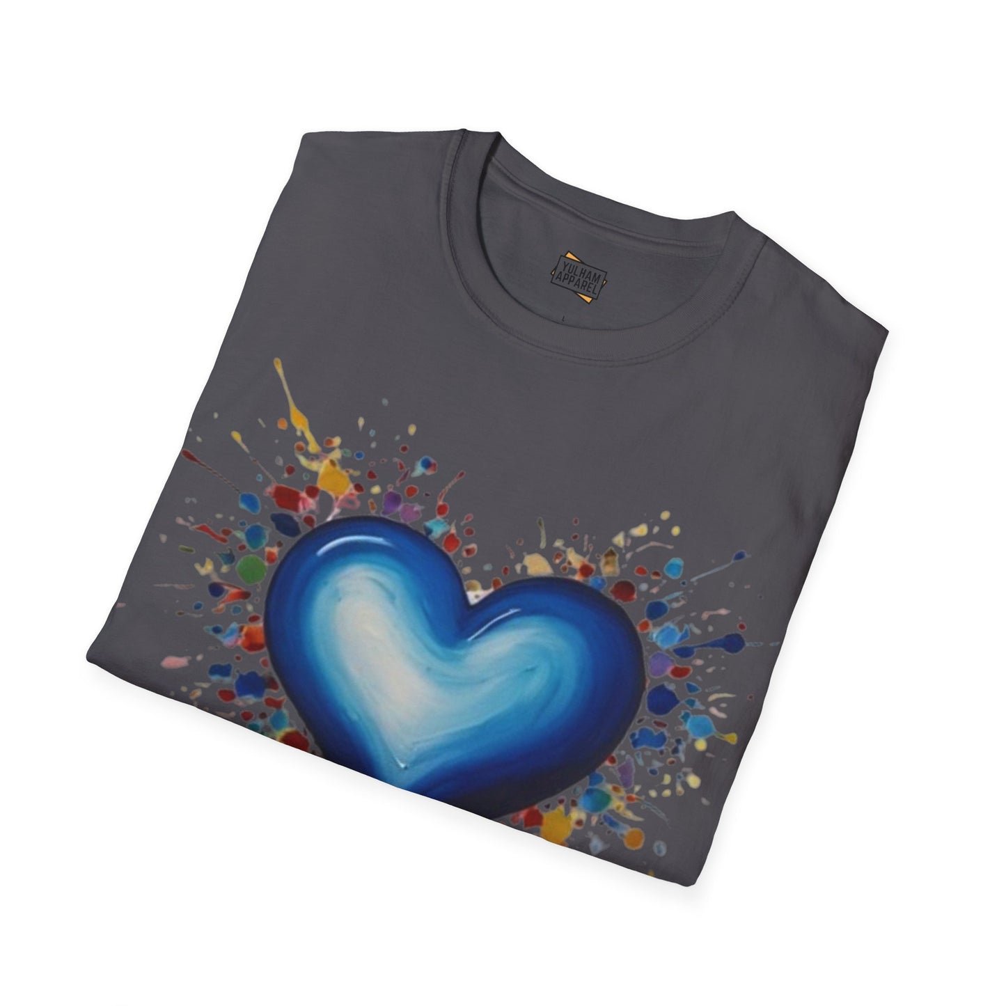 Messy Splatter Blue Love Heart - Unisex T-Shirt