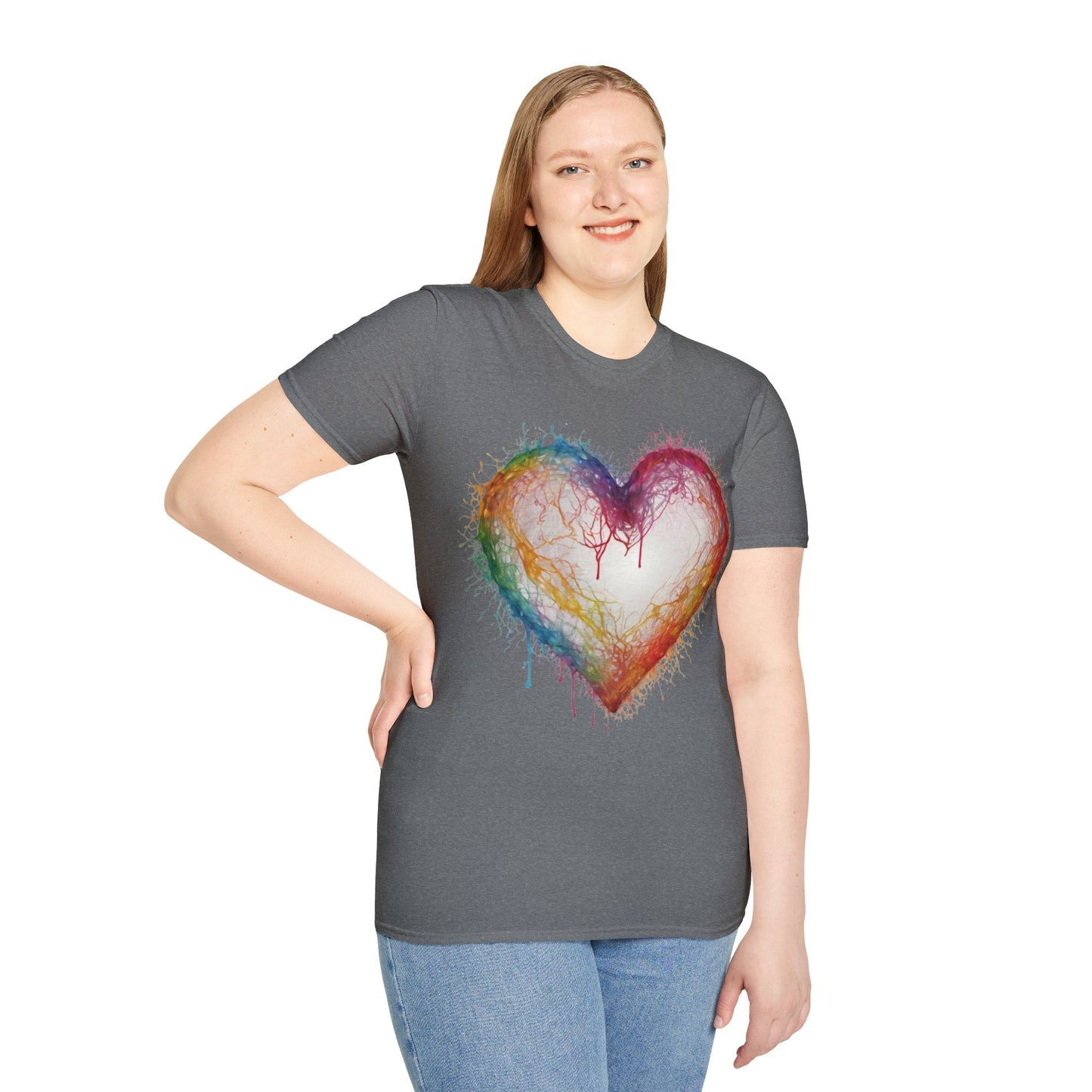 Transparent Colourful Love Heart - Unisex T-Shirt