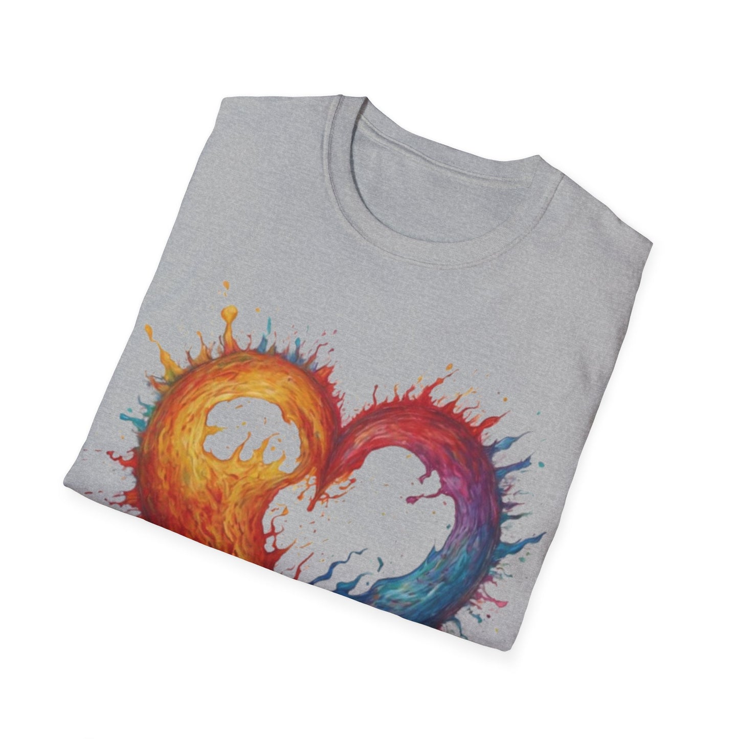 Colourful Burning Love Heart - Unisex T-Shirt