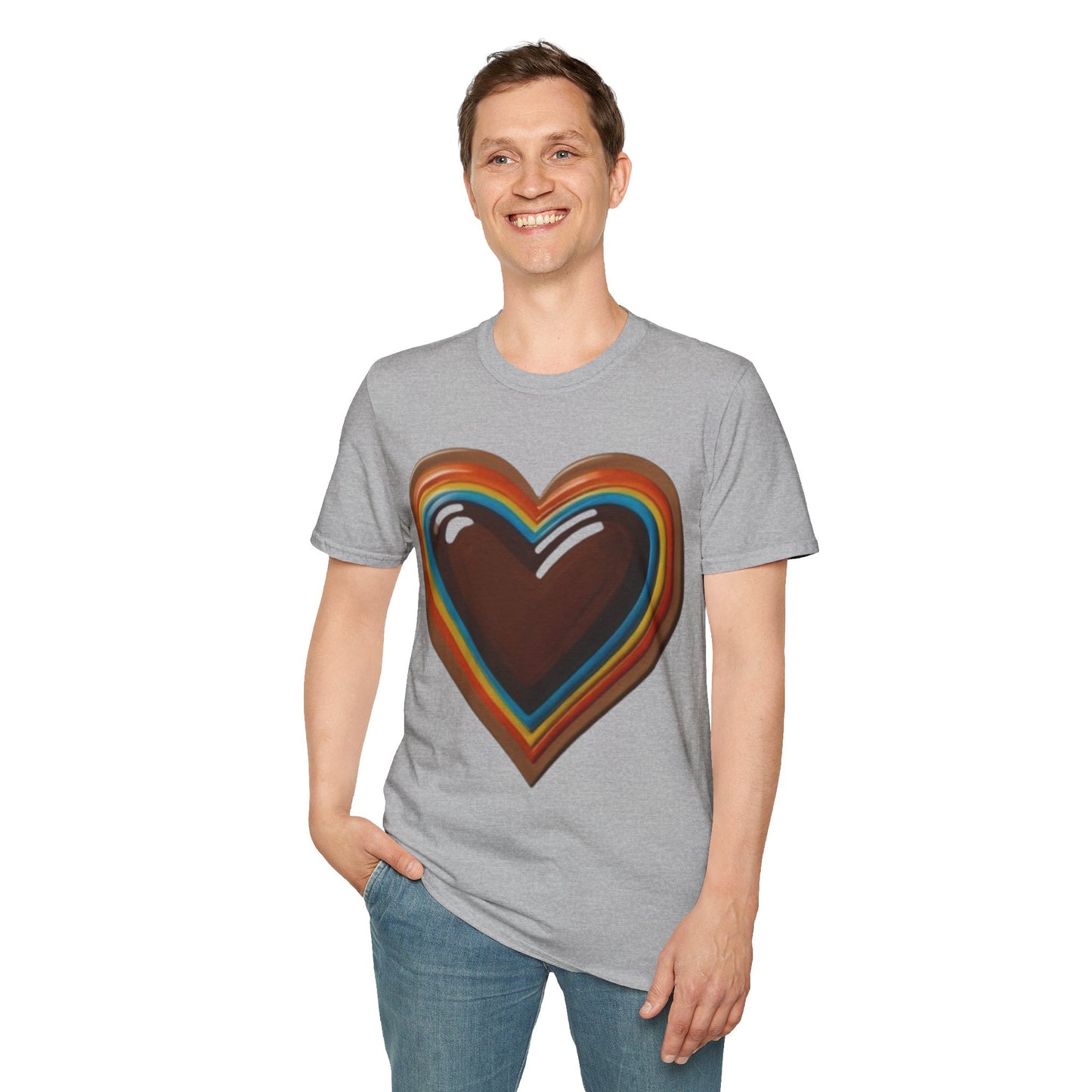 Colourful Brown Love Heart - Unisex T-Shirt