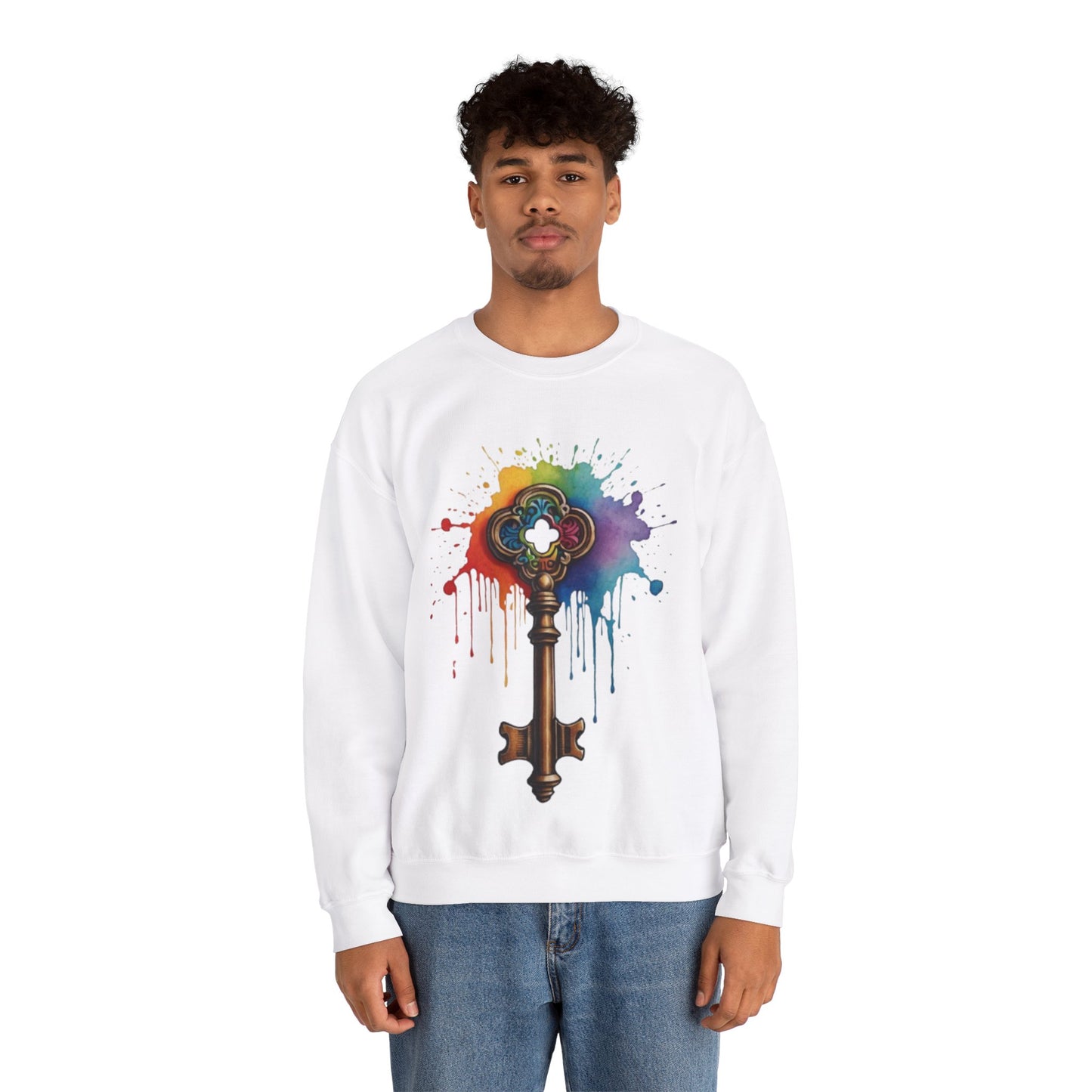 Colourful Messy Skeleton Key - Unisex Crewneck Sweatshirt