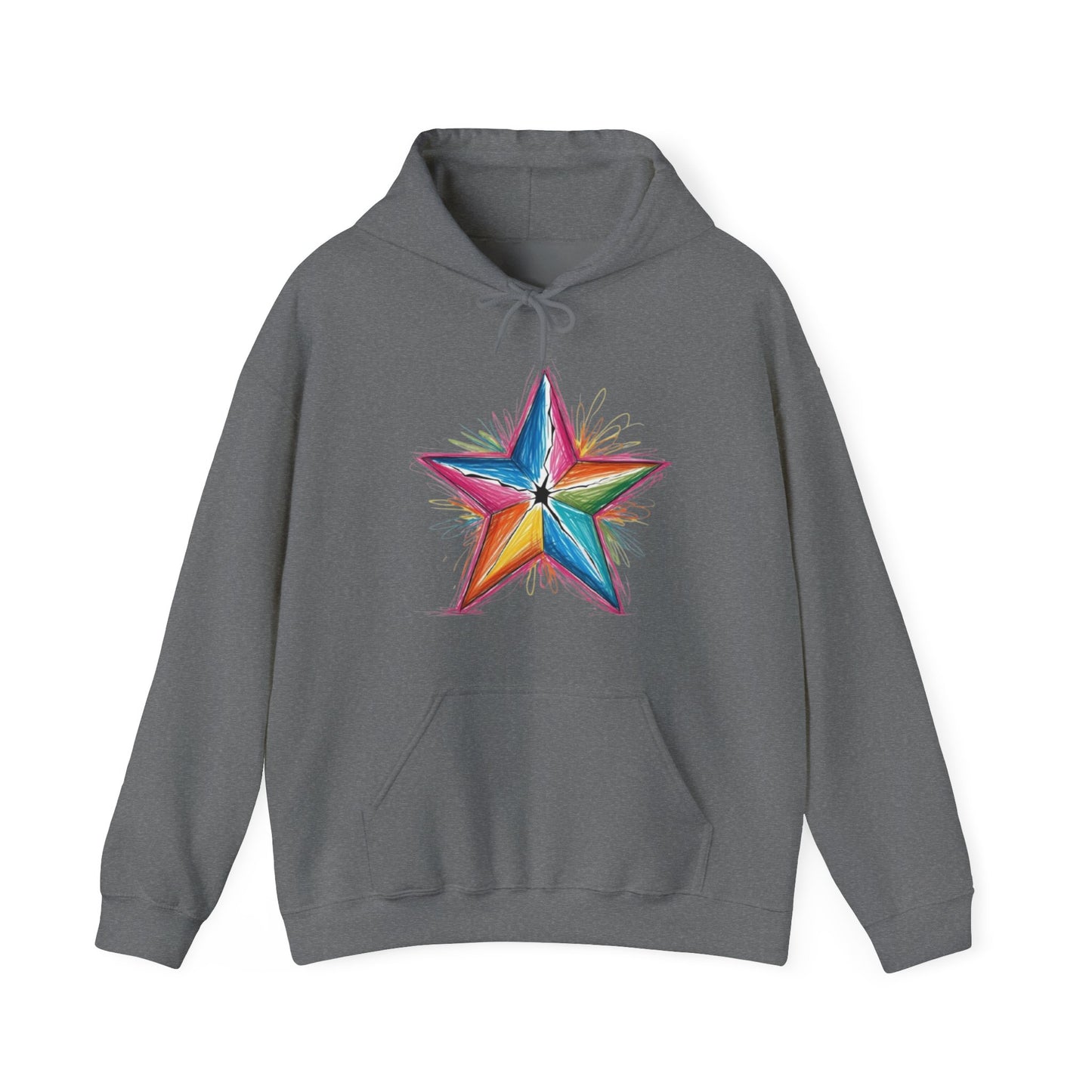 Vibrant Coloured Messy Star - Unisex Hooded Sweatshirt