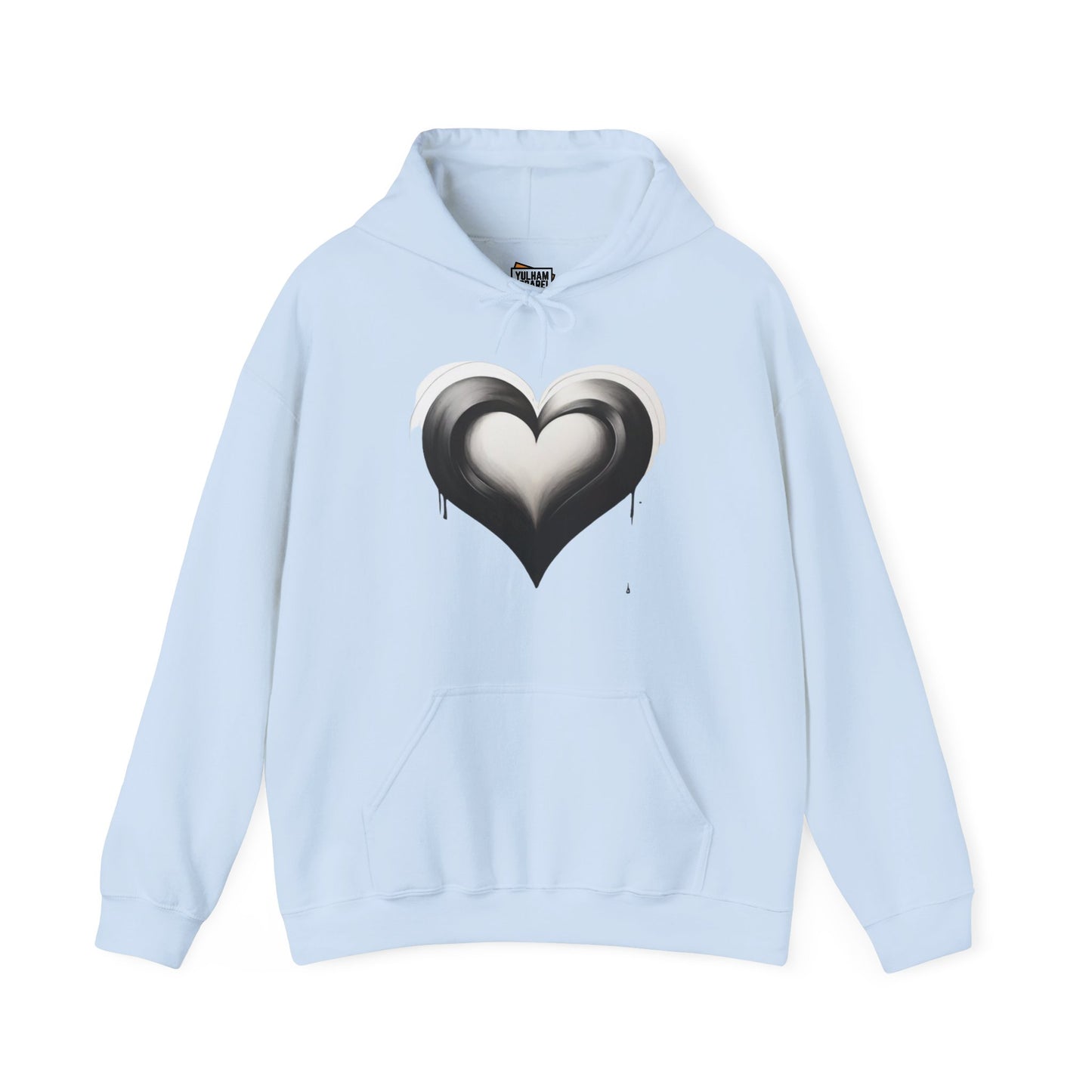 Black and White Heart - Unisex Hooded Sweatshirt