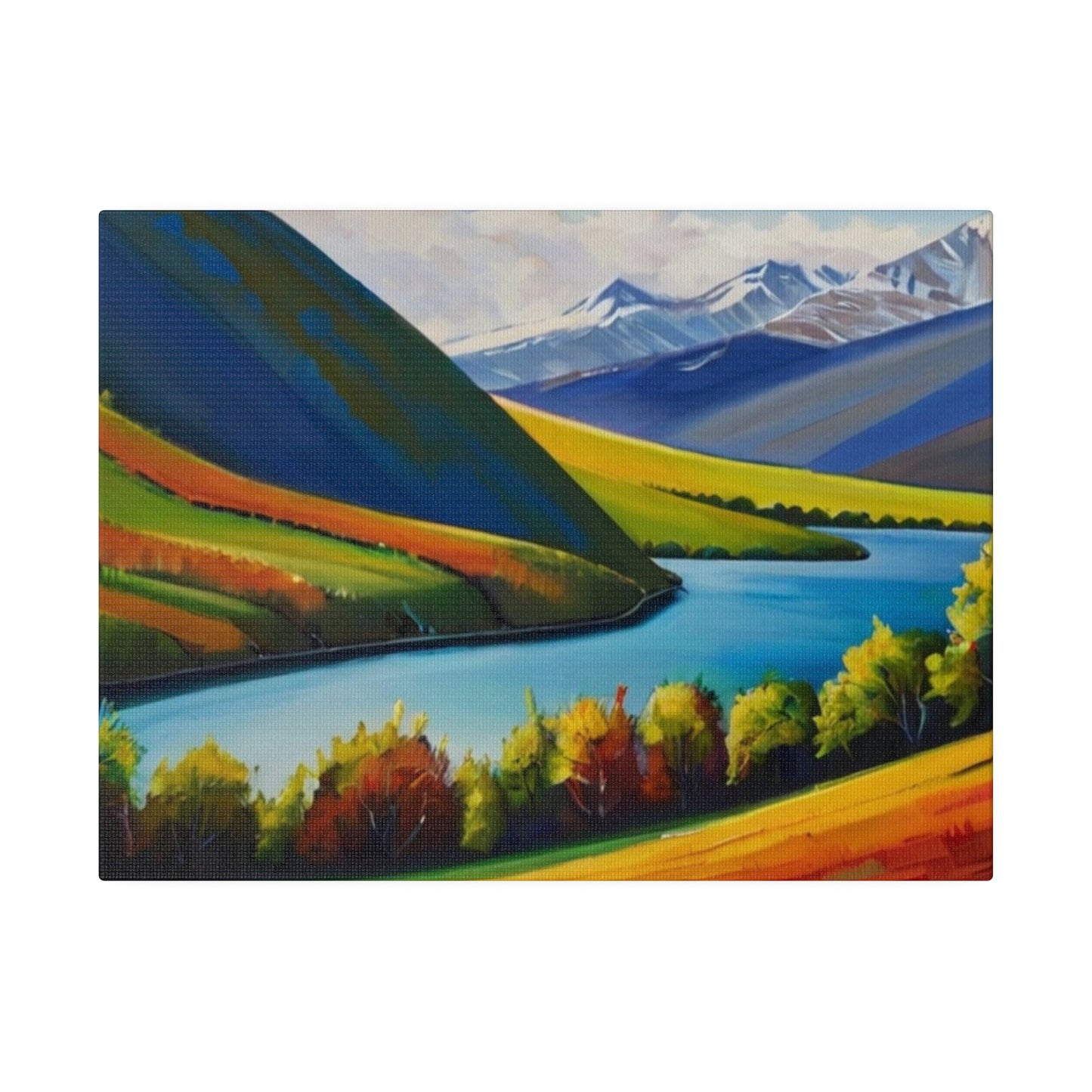 Valley Below Mountain Canvas - Matte Canvas, Stretched, 0.75"