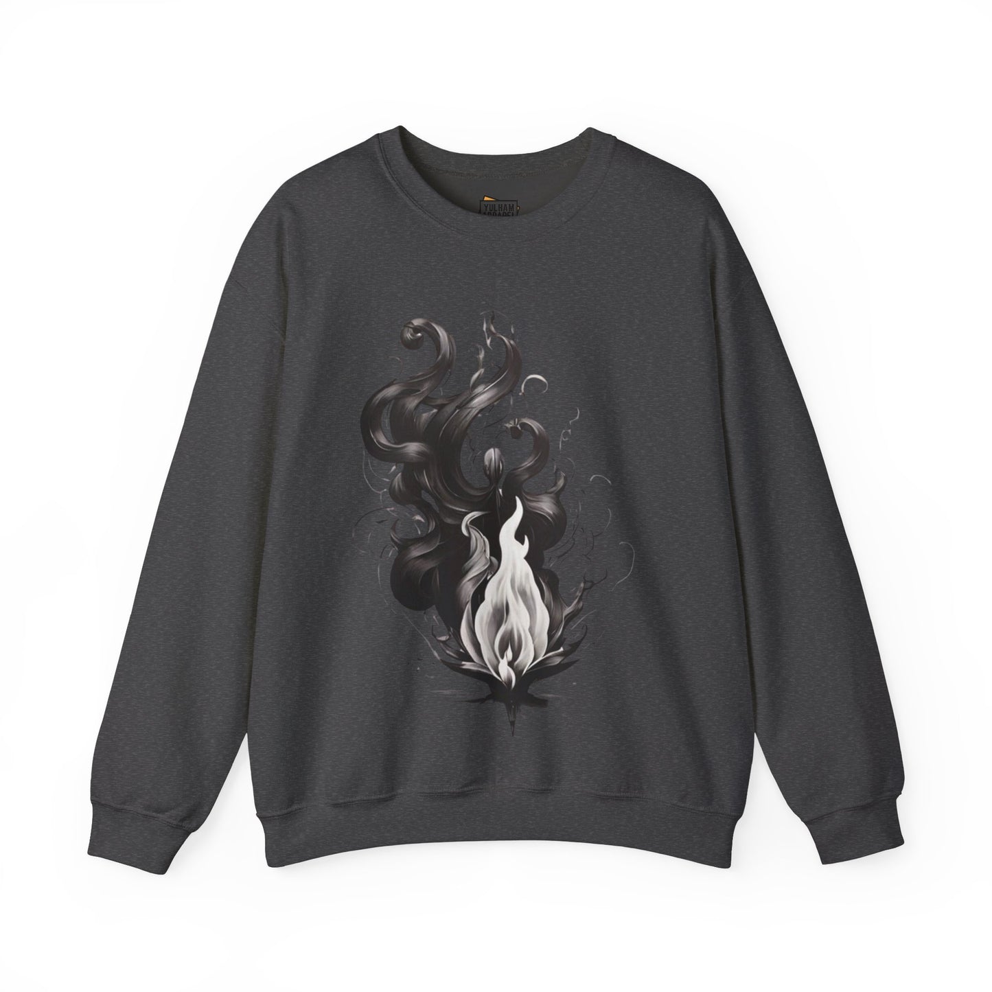 Black and White Flame - Unisex Crewneck Sweatshirt