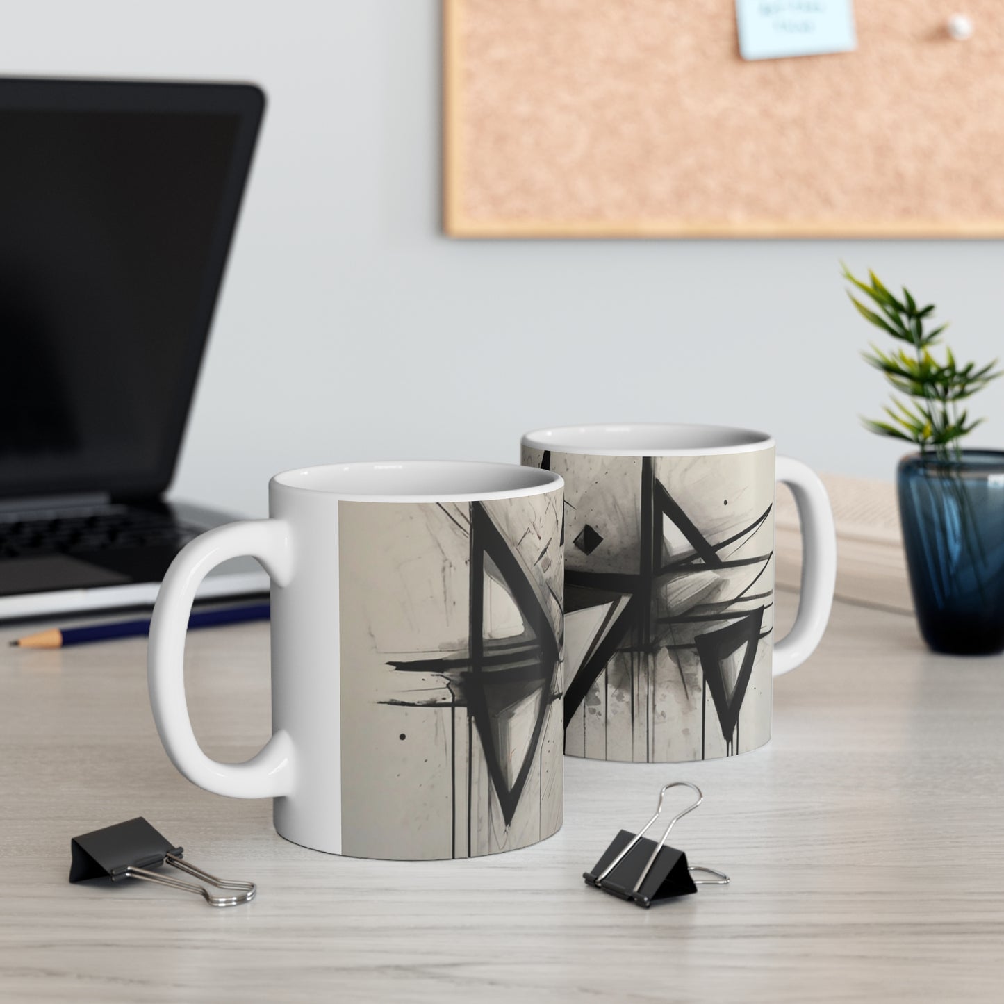Sketched Triangles Mug - Ceramic Coffee Mug 11oz