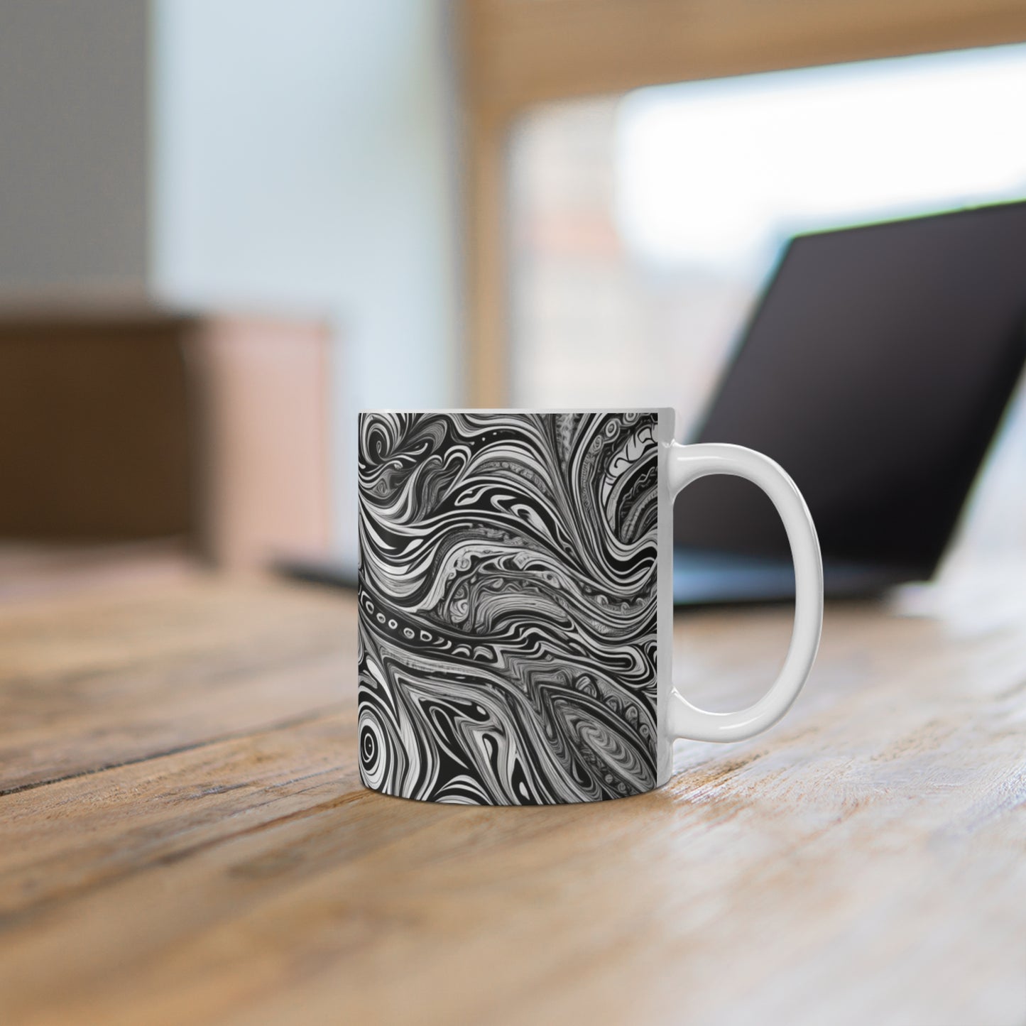 Black and White Messy Art - Ceramic Coffee Mug 11oz
