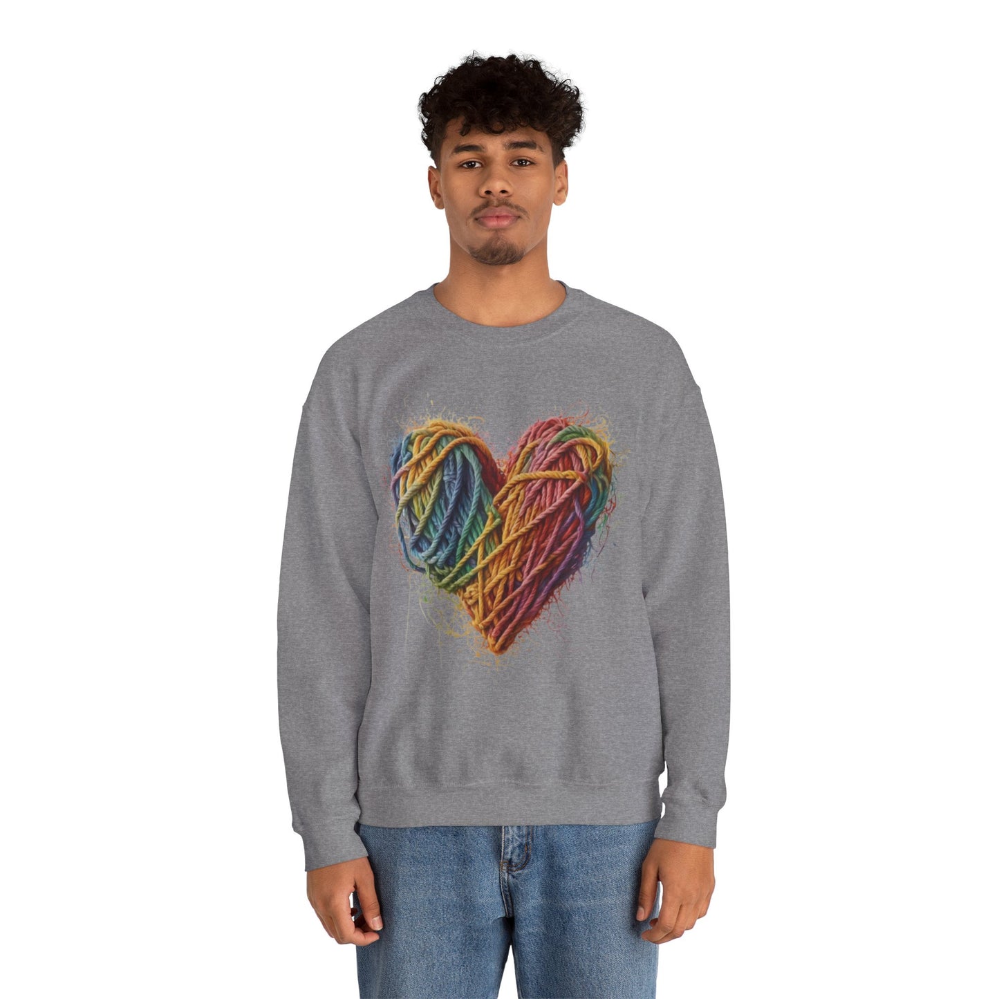 Multicoloured Ropes Love Heart - Unisex Crewneck Sweatshirt