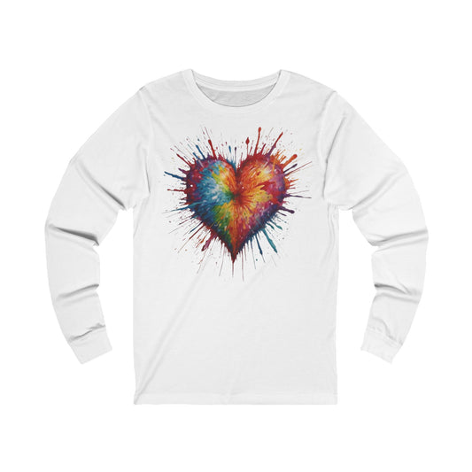 Colourful Messy Exploding Love Heart - Unisex Long Sleeve T-Shirt