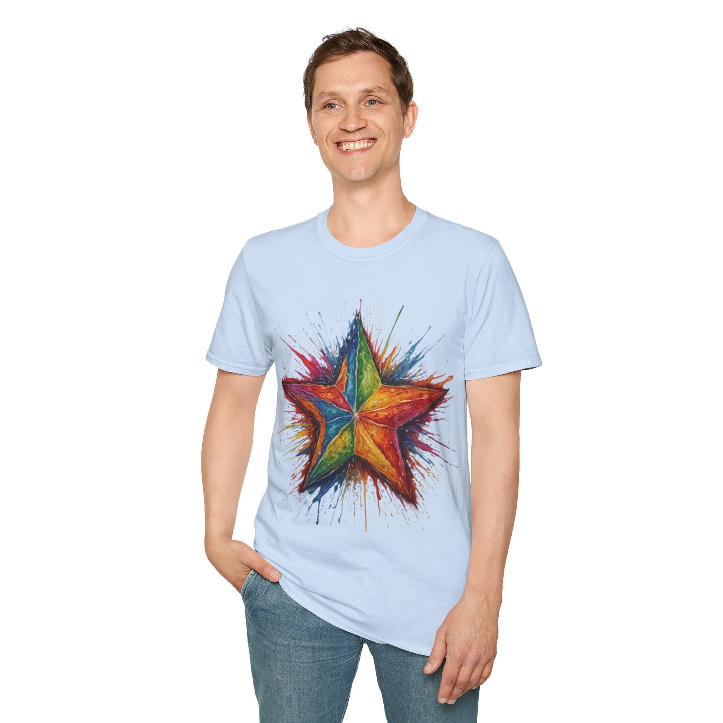 Burning Multicoloured Star - Unisex T-Shirt