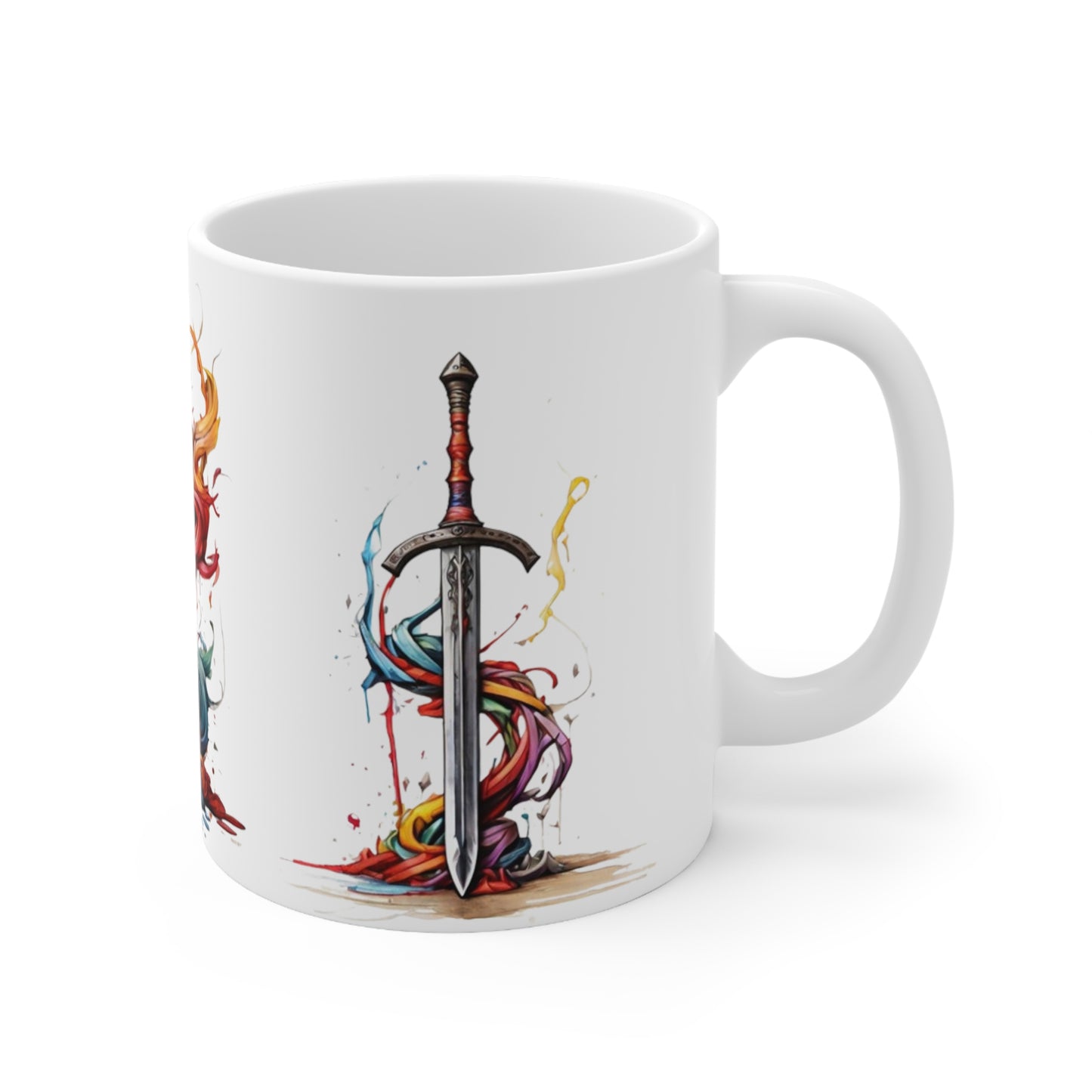 Messy Colourful Swords Mug - Ceramic Coffee Mug 11oz