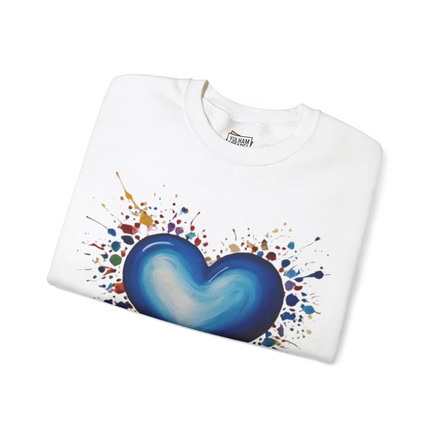 Messy Splatter Blue Love Heart - Unisex Crewneck Sweatshirt