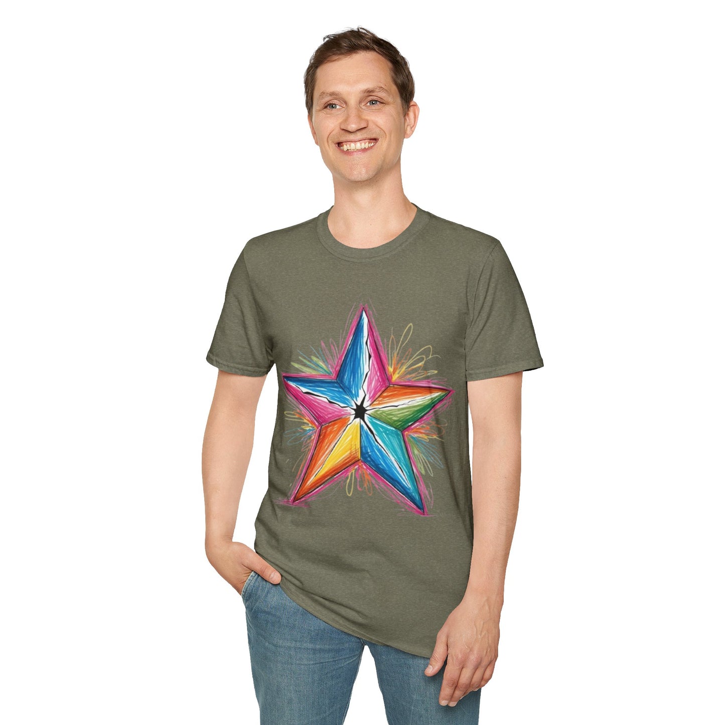 Vibrant Coloured Messy Star - Unisex T-Shirt