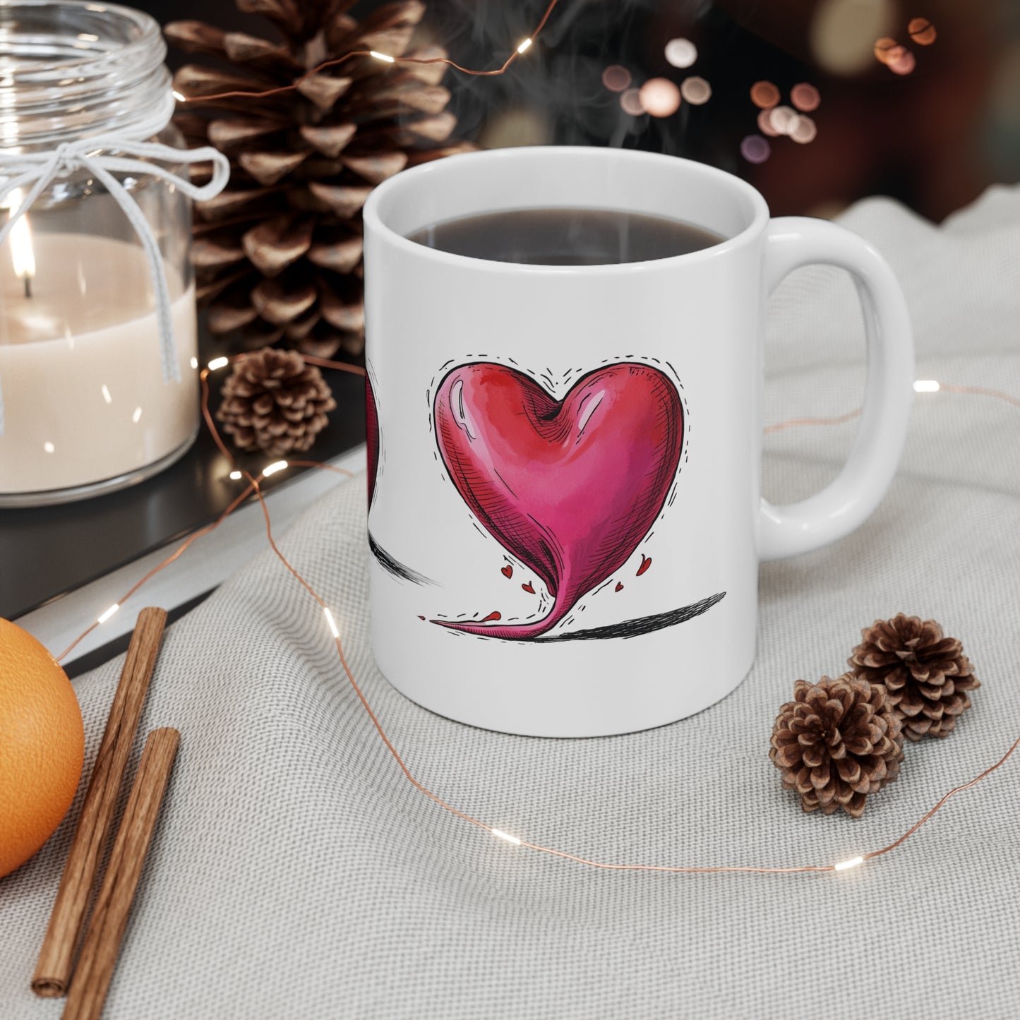 Deflating Love Hearts Mug - Ceramic Coffee Mug 11oz