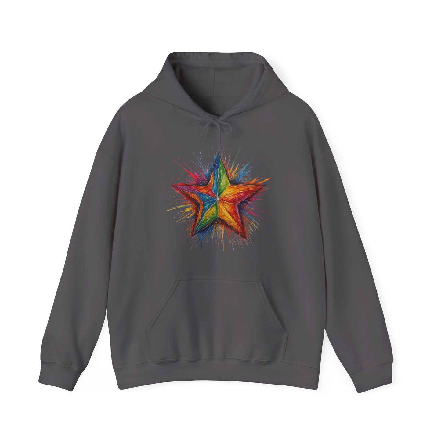 Burning Multicoloured Star - Unisex Hooded Sweatshirt