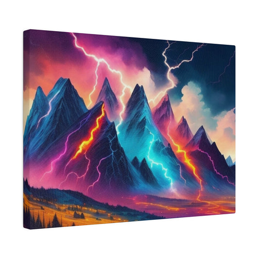Colourful Lightning Mountains - Matte Canvas, Stretched, 0.75"