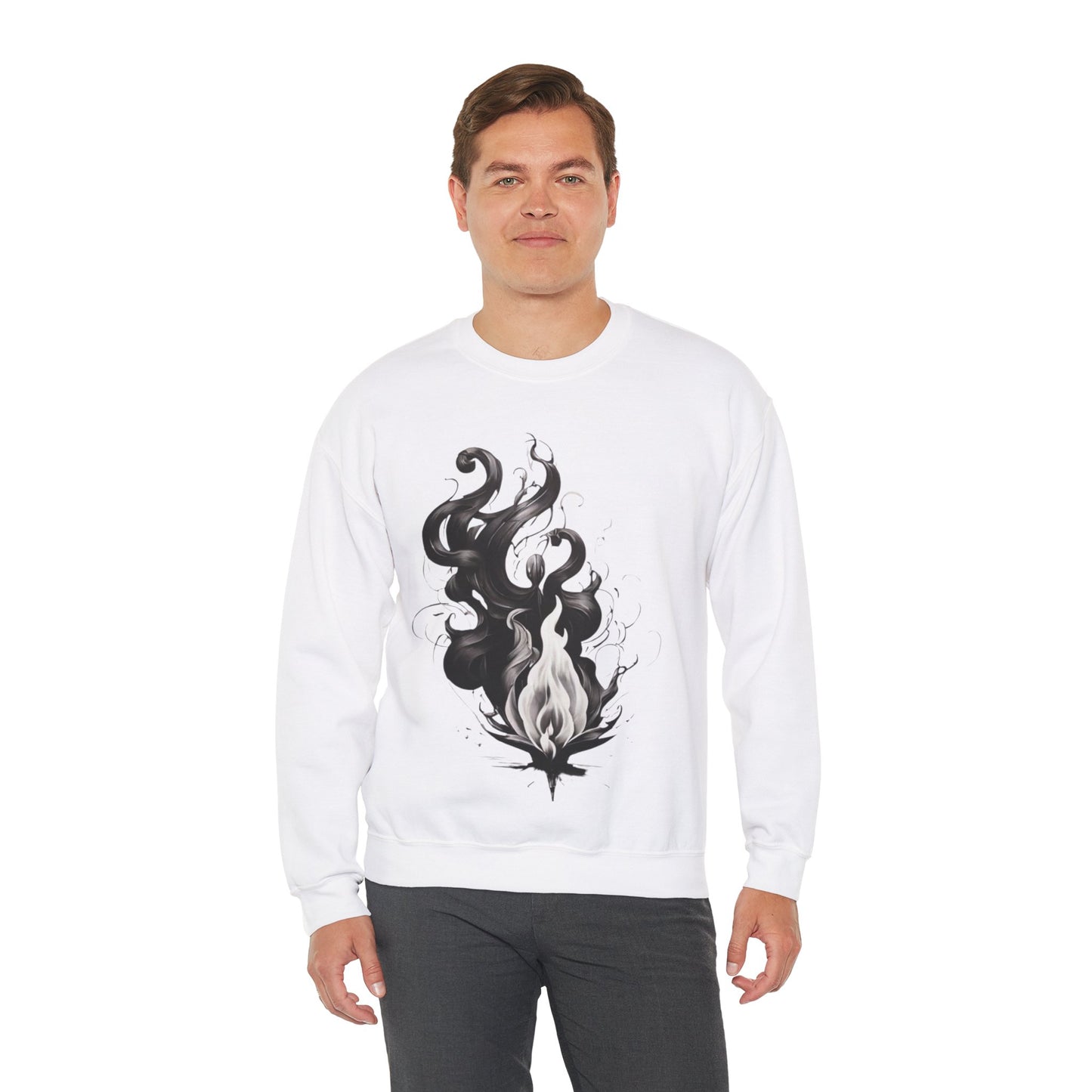 Black and White Flame - Unisex Crewneck Sweatshirt