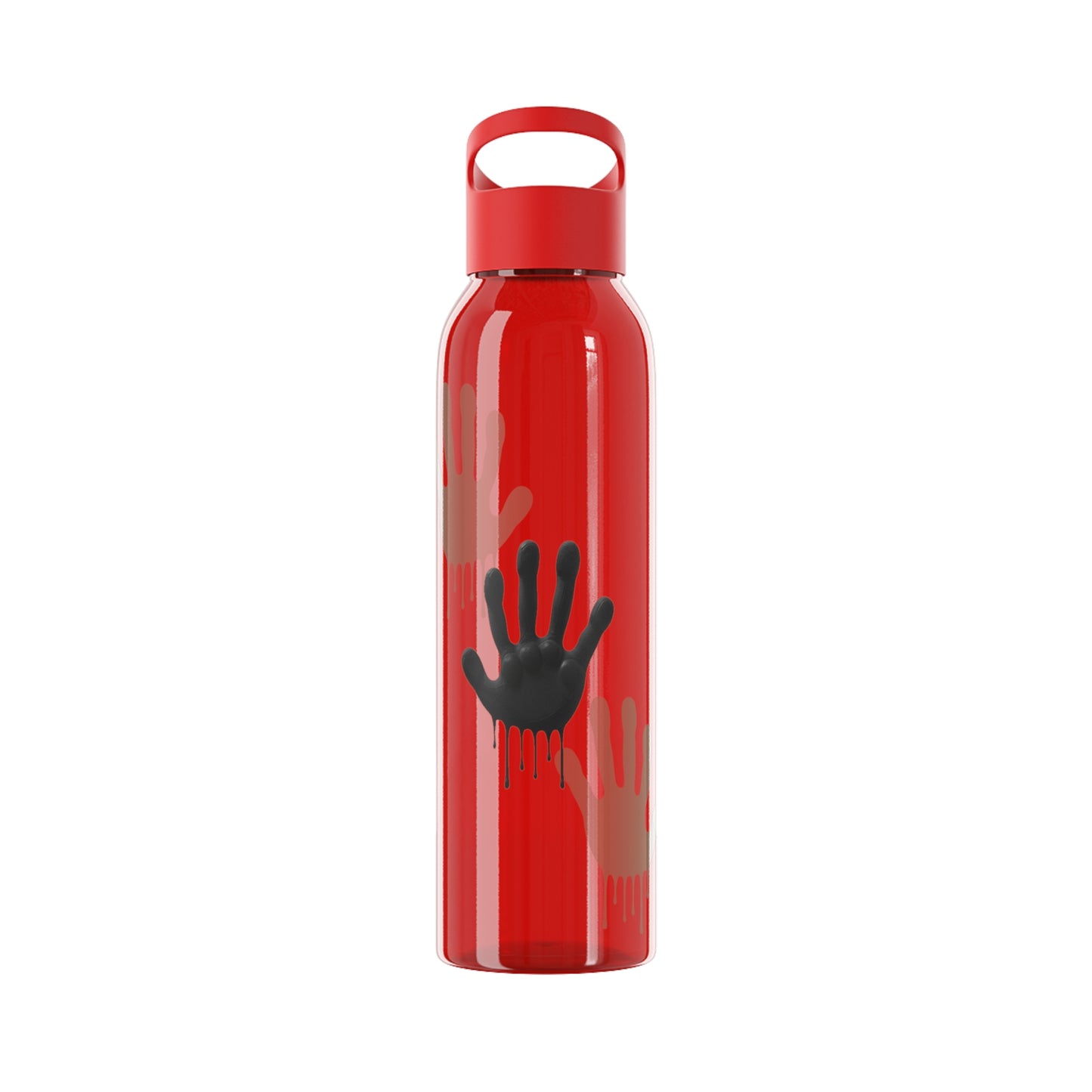 Black Hand Print Art - Sky Water Bottle