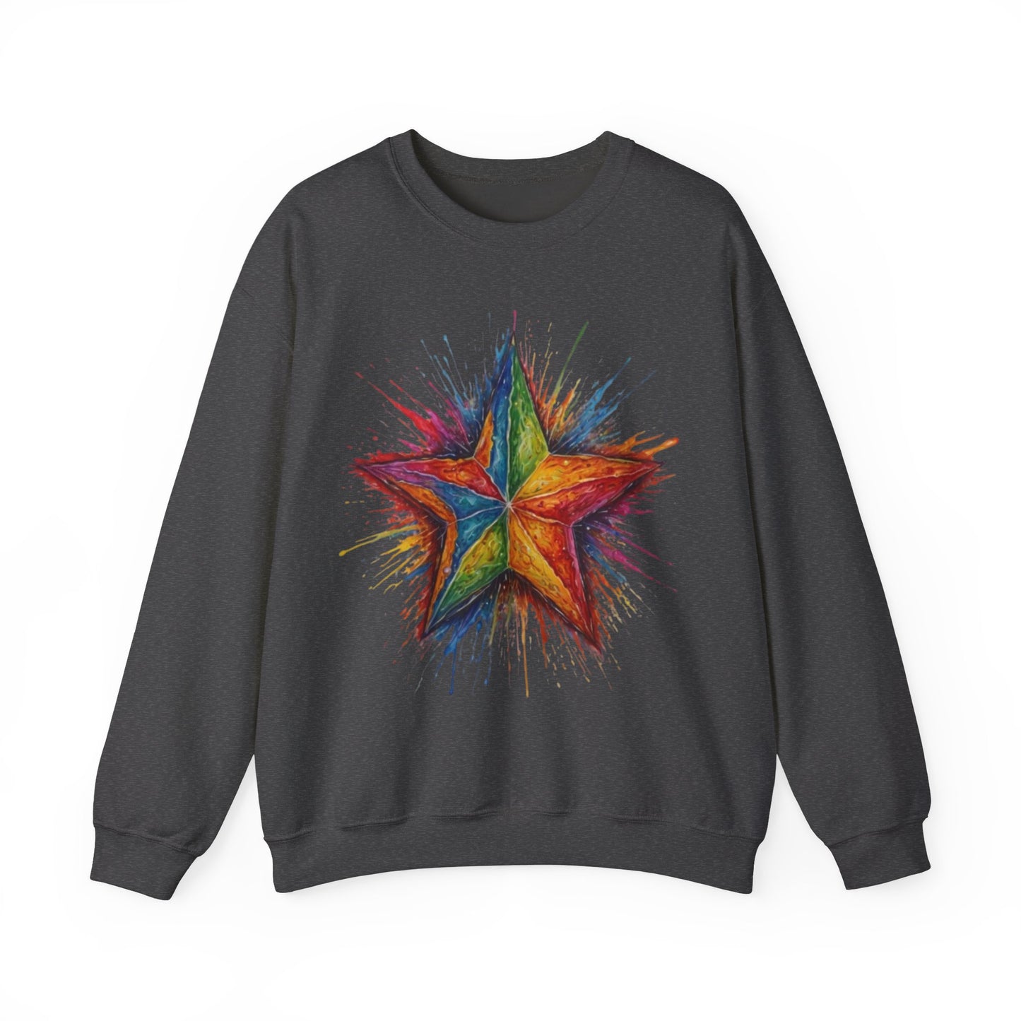 Burning Multicoloured Star - Unisex Crewneck Sweatshirt