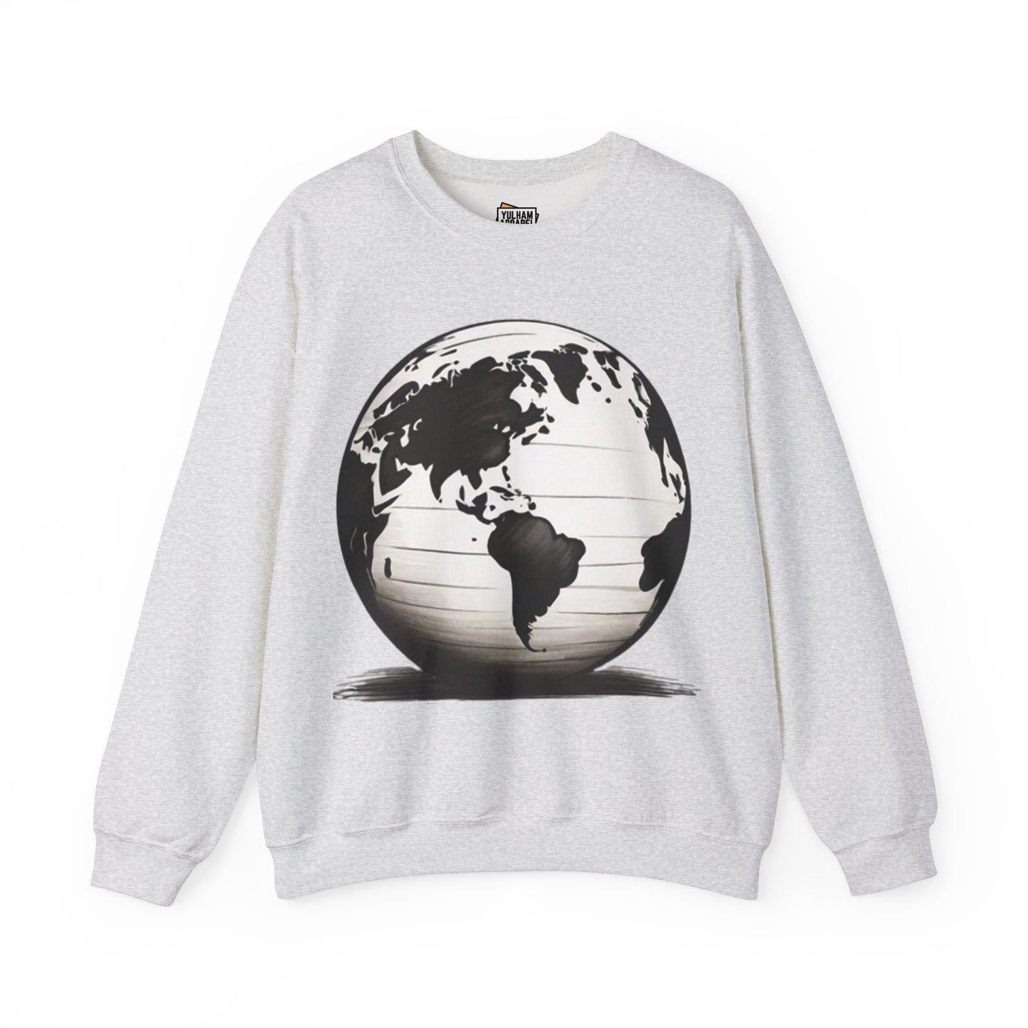 Black and White Earth Sphere - Unisex Crewneck Sweatshirt