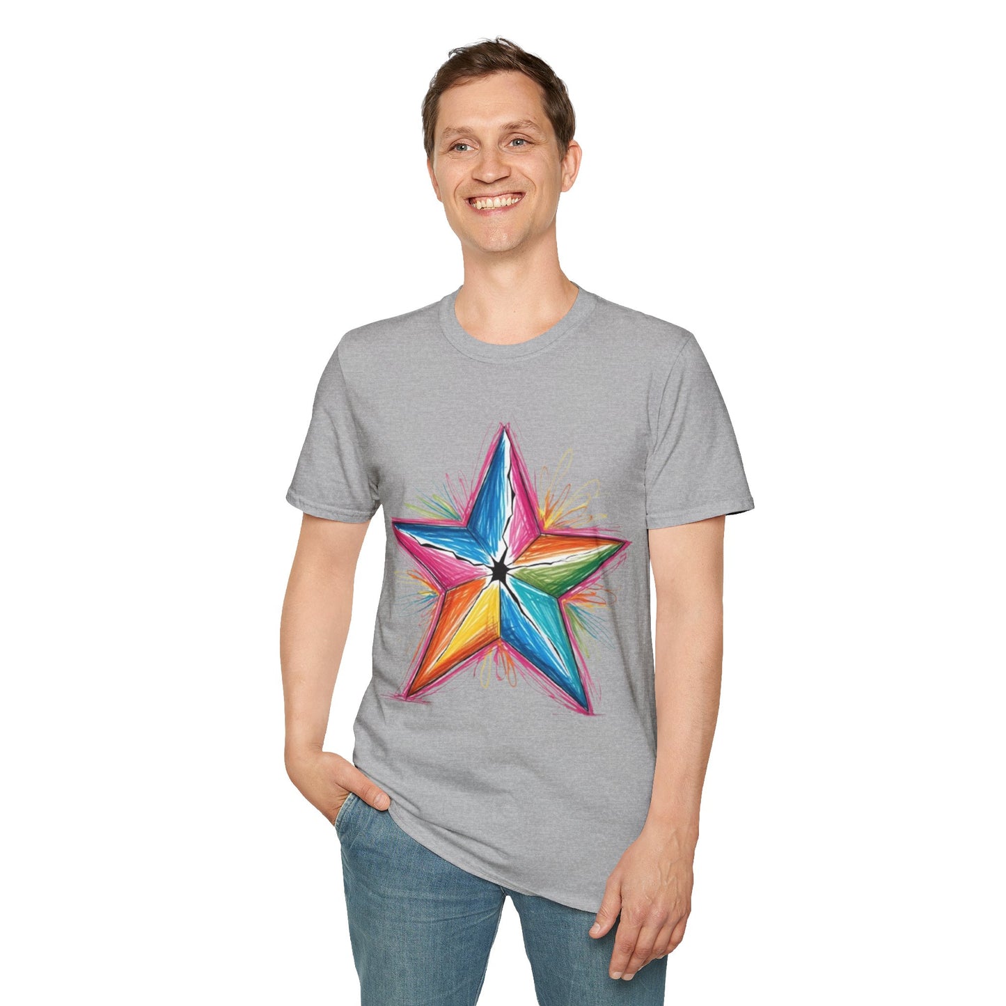 Vibrant Coloured Messy Star - Unisex T-Shirt