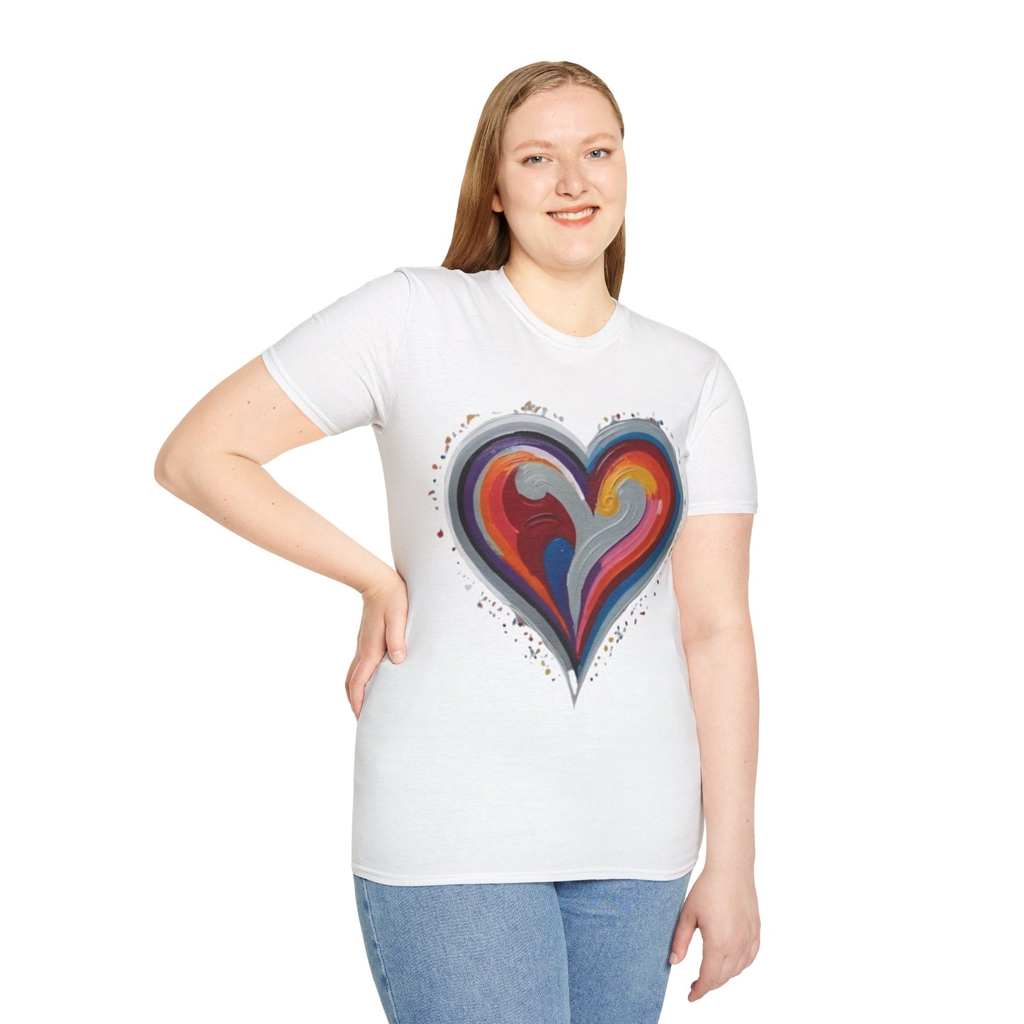 Colourful Grey Love Heart - Unisex T-Shirt