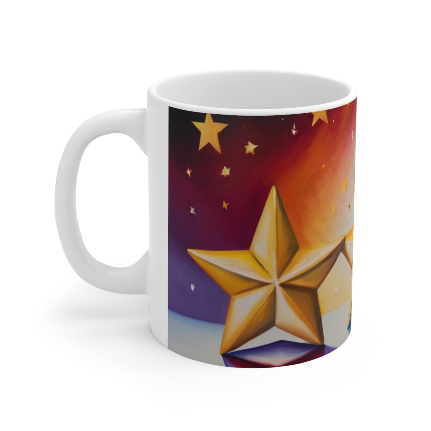 Gold Stars Colourful Background Mug - Ceramic Coffee Mug 11oz