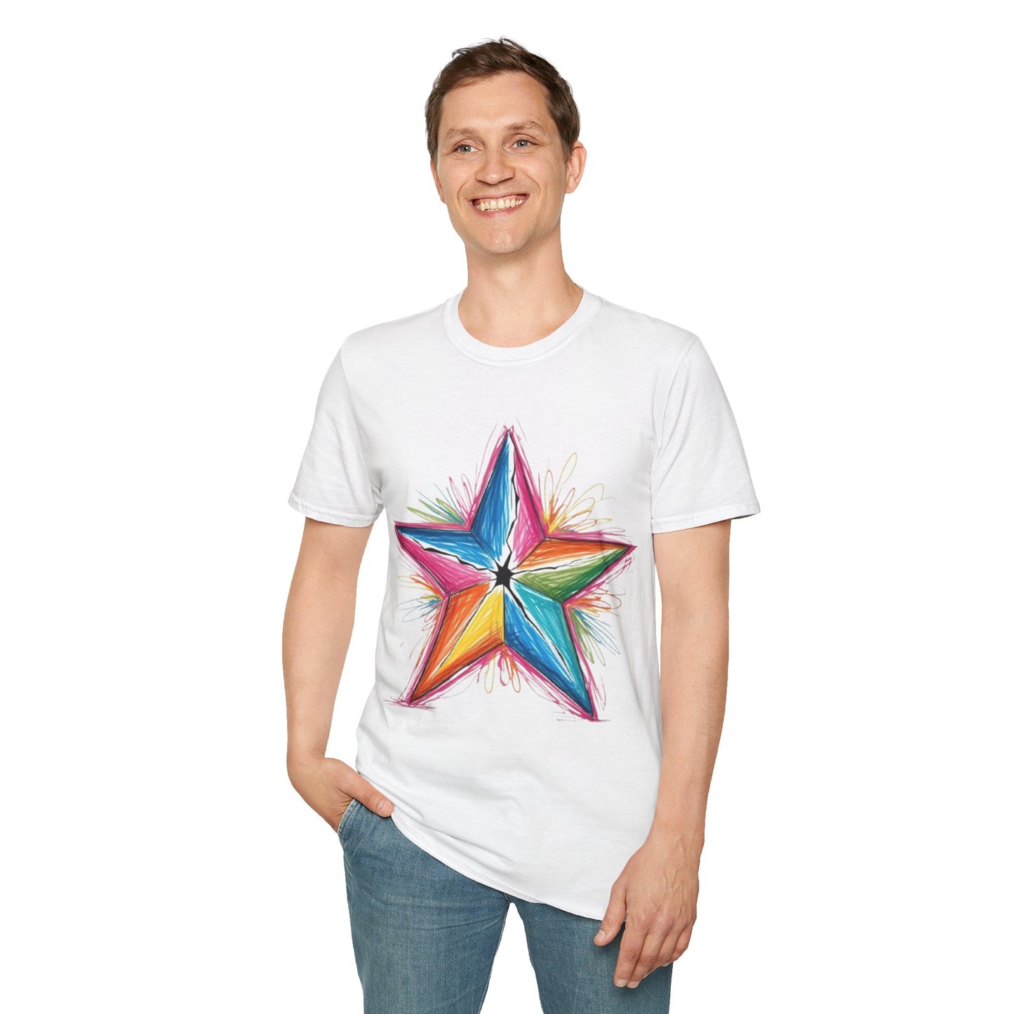 Vibrant Coloured Messy Star - Unisex T-Shirt