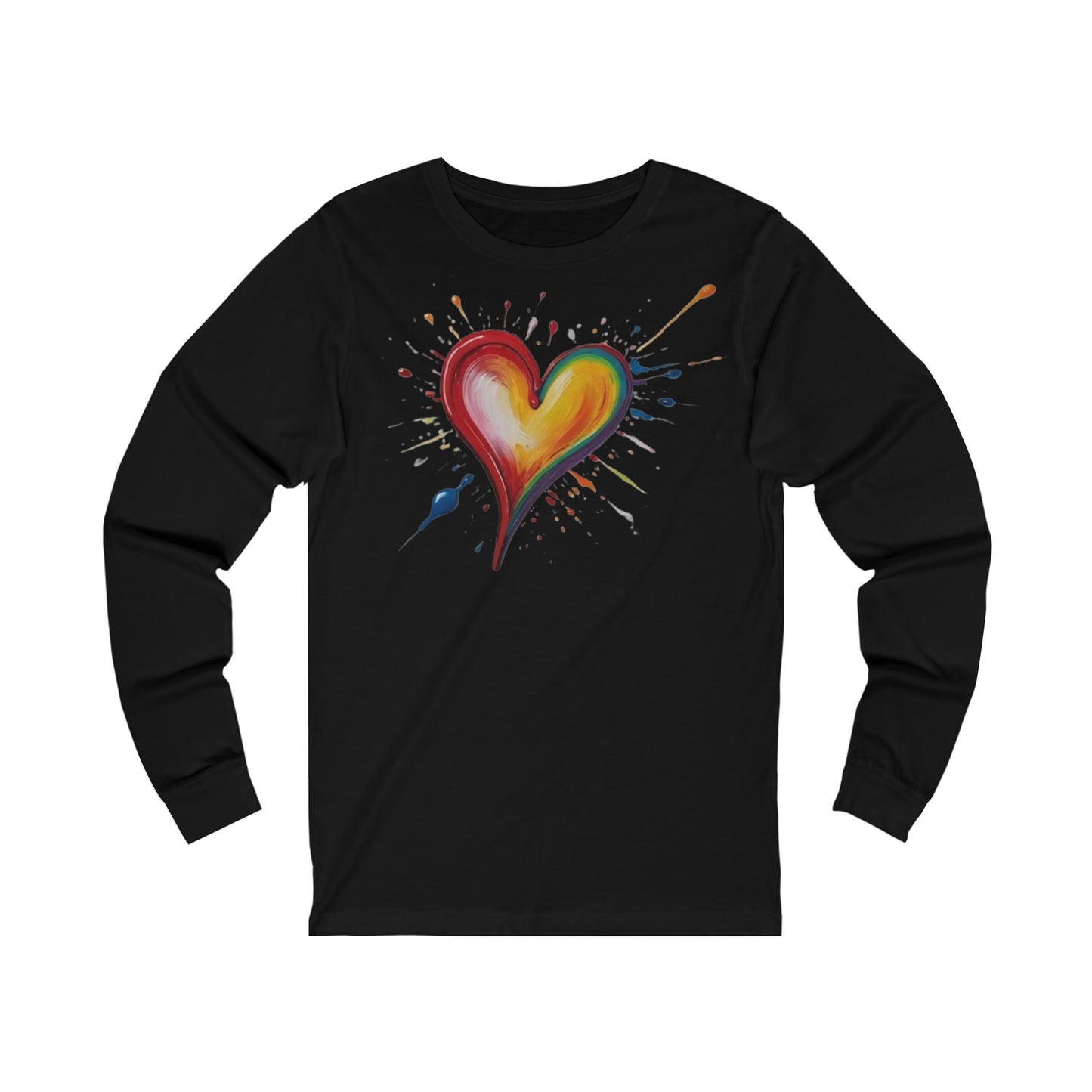Messy Painted Colourful Slanted Love Heart - Unisex Jersey Long Sleeve Tee
