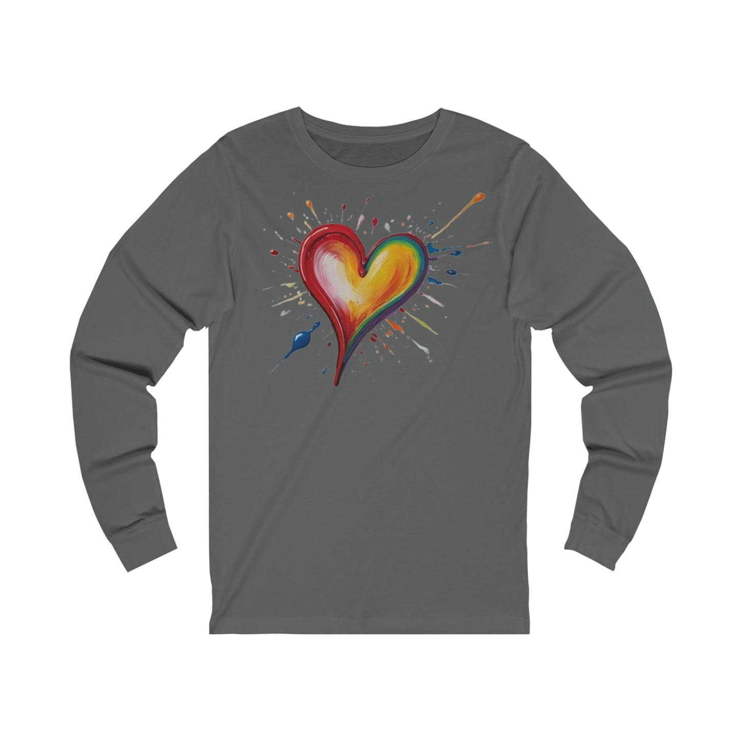 Messy Painted Colourful Slanted Love Heart - Unisex Jersey Long Sleeve Tee