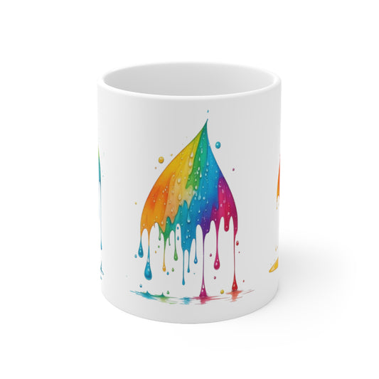 Colourful Single Raindrop Messy Art Mug - Ceramic Coffee Mug 11oz