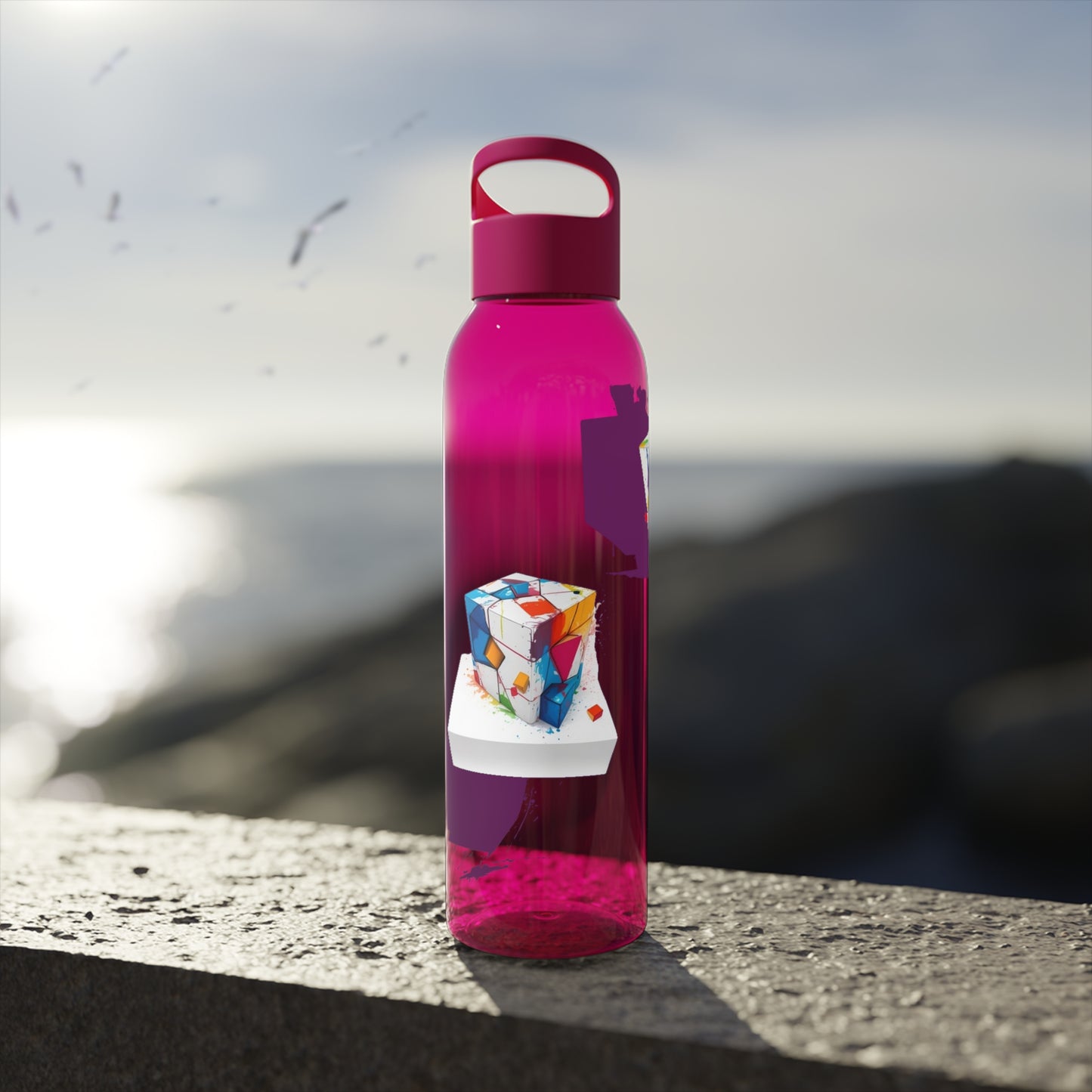 Colourful Cubes - Sky Water Bottle