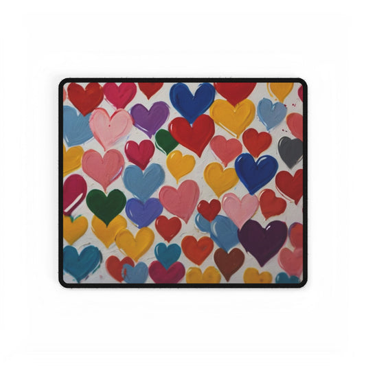 Colourful Paint Style Love Hearts - Desk Mats