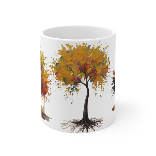 Painted Yellow Trees Art Mug - Ceramic Coffee Mug 11oz
