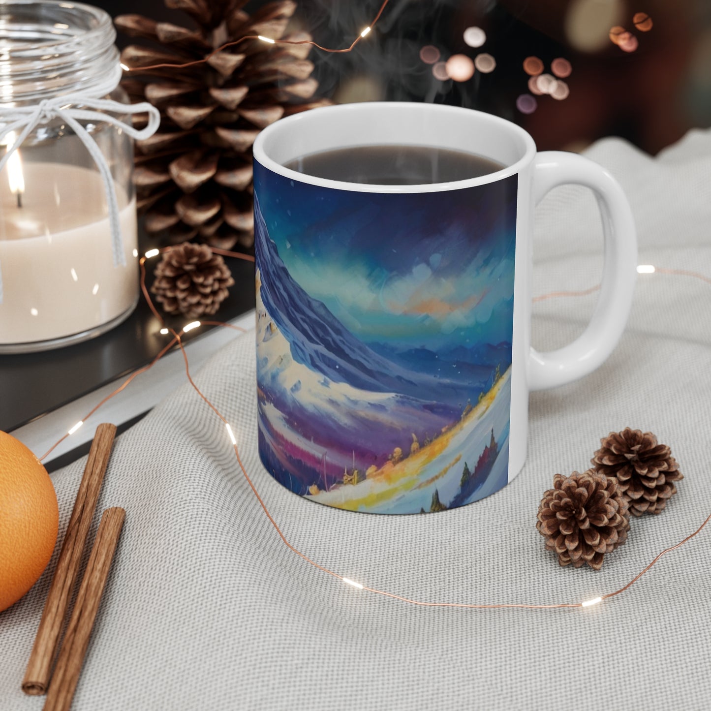 Snowy Mountain Mug - Ceramic Coffee Mug 11oz