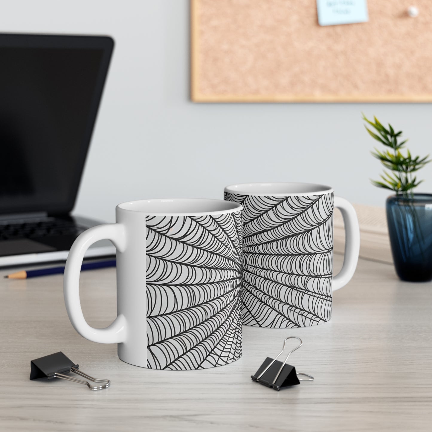 Black and White Spiderweb Mug - Ceramic Coffee Mug 11oz
